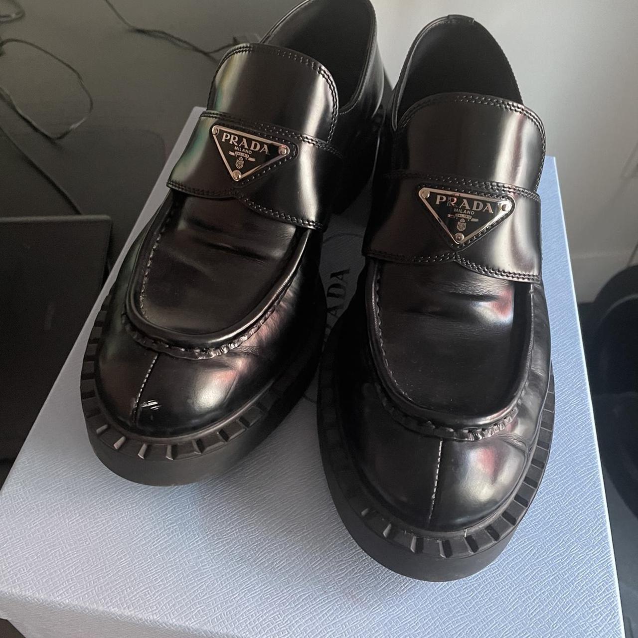 Prada Chocolate Brushed Leather loafers in... - Depop