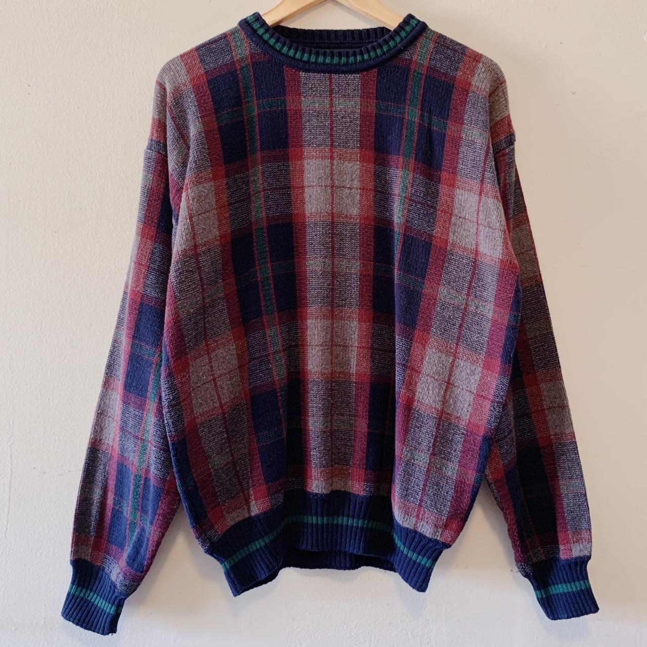 90s PLAID GRANDPA SWEATER **does have some minor... - Depop