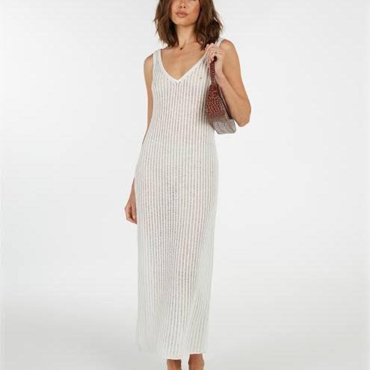 AERE Openwork Knit Crochet Maxi Dress Size 8 Depop