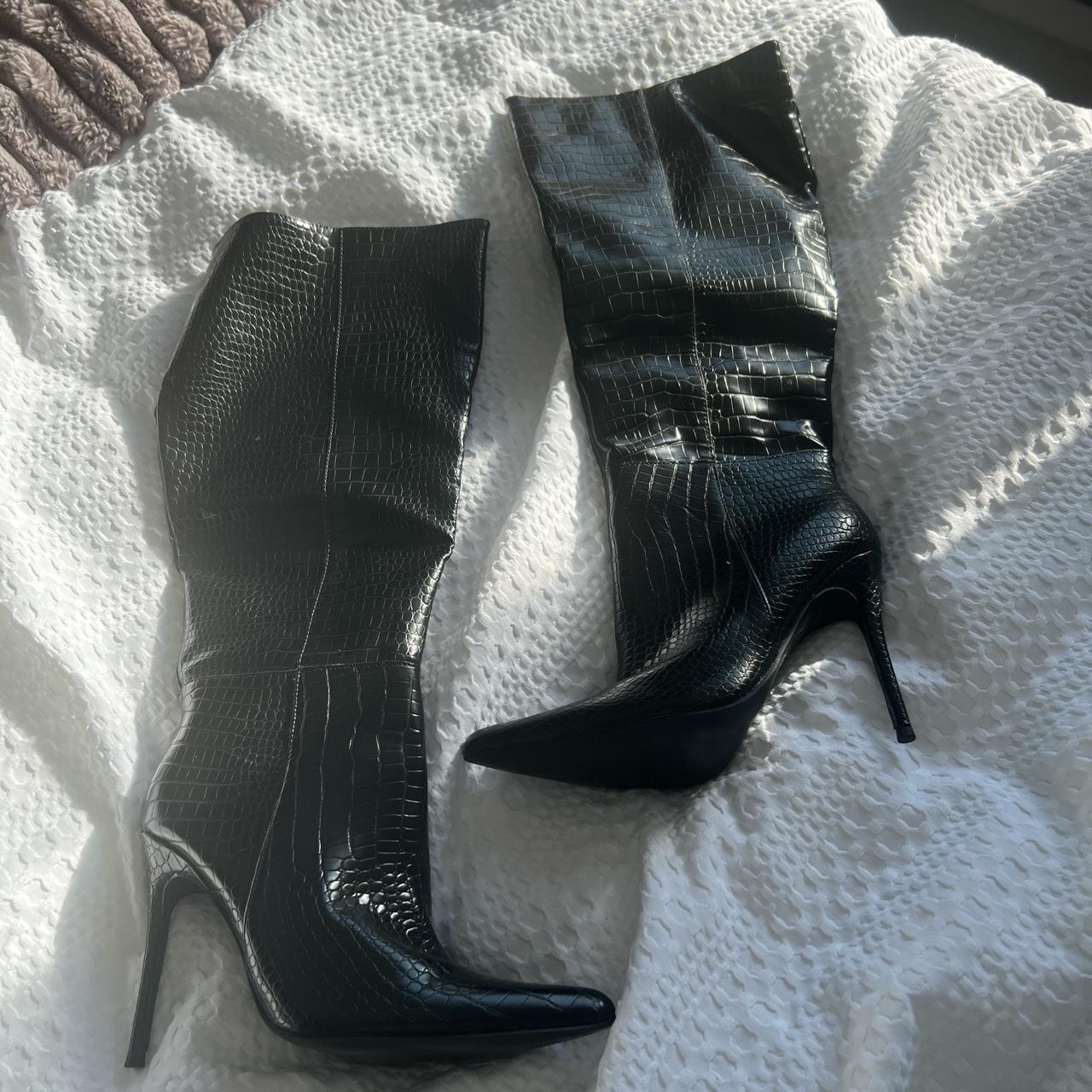 Croc print boots brand new never worn - Depop