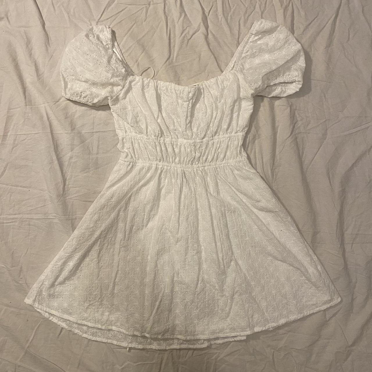 white lace babydoll dress with a lace up back size... - Depop