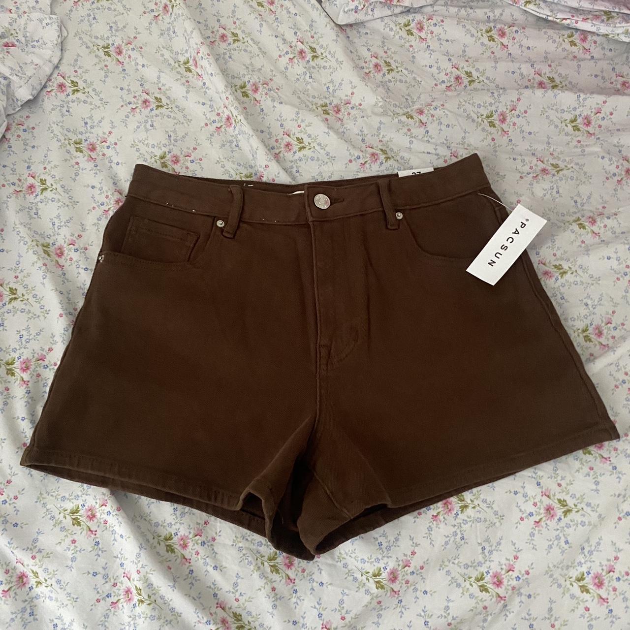 Brown Women Shorts Summer, Brown Denim Shorts Women