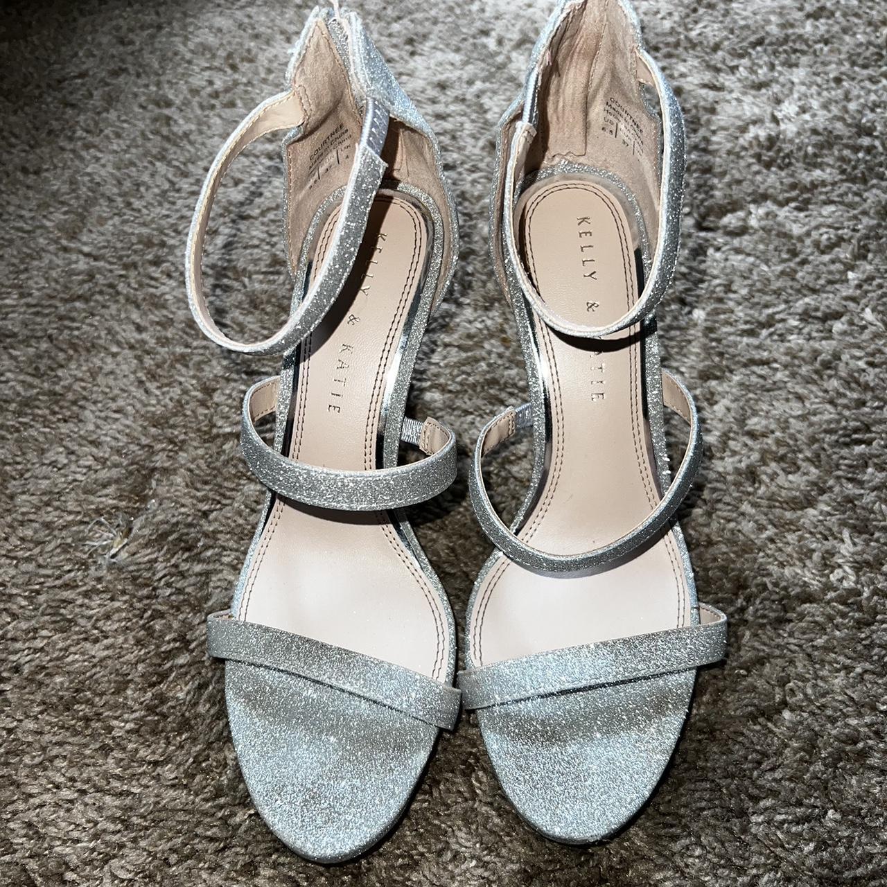 Silver high heels. Wore once for homecoming - Depop