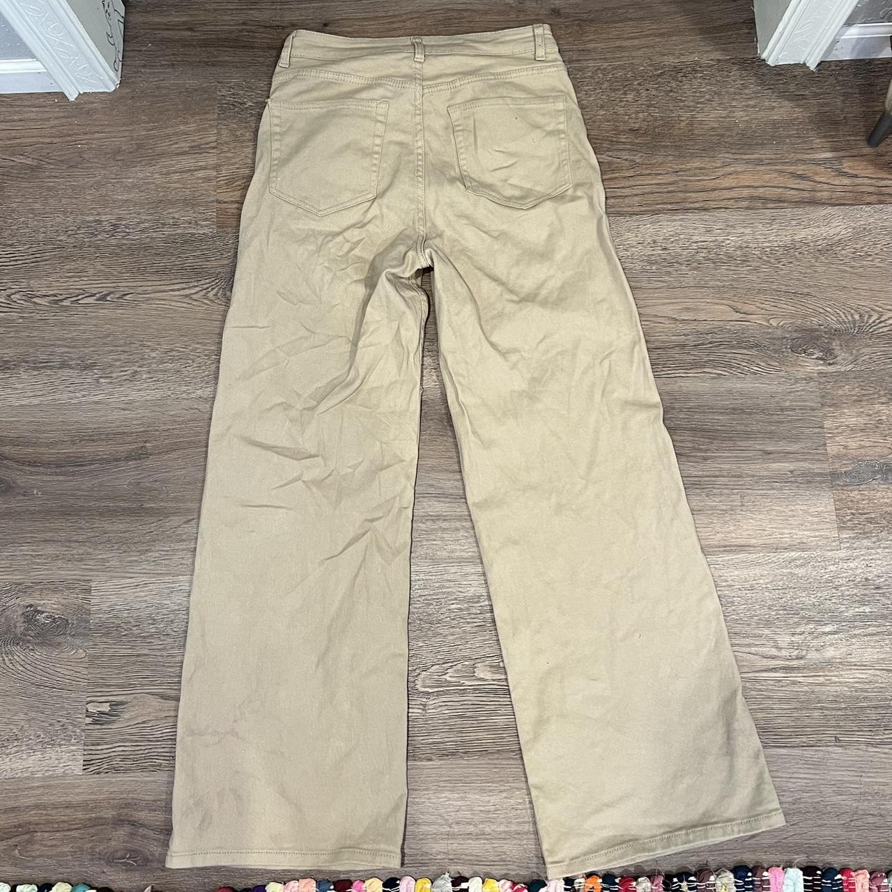 Beige Wide Legged Trousers/khakis Size 8 - M -... - Depop