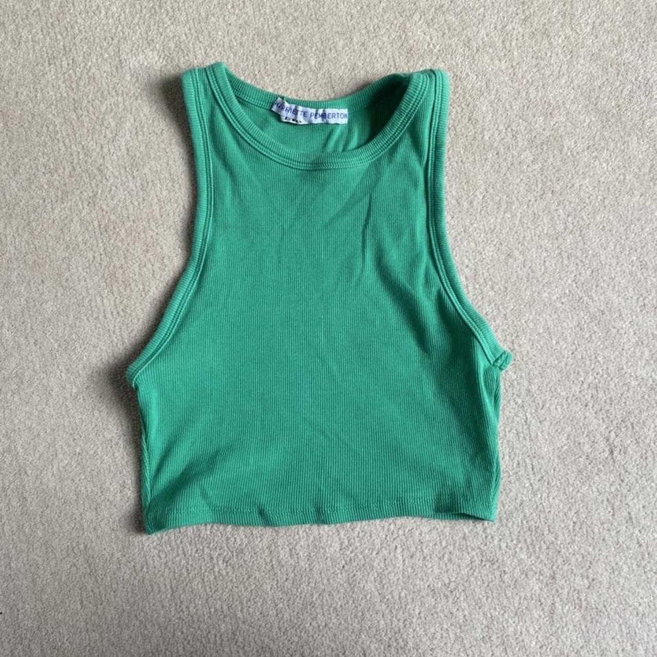 Zara green high neck crop top Size M - Depop