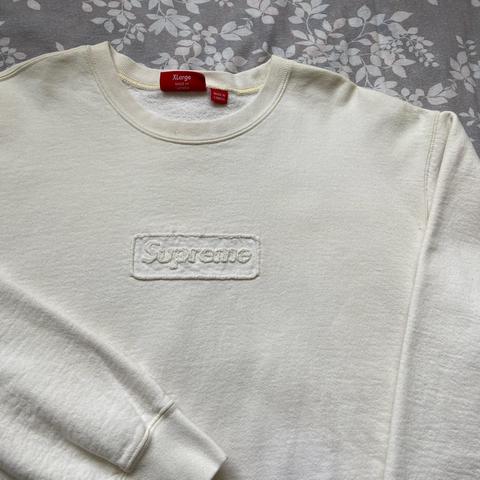 Supreme Natural Box Logo Cutout Crewneck Sweatshirt... - Depop