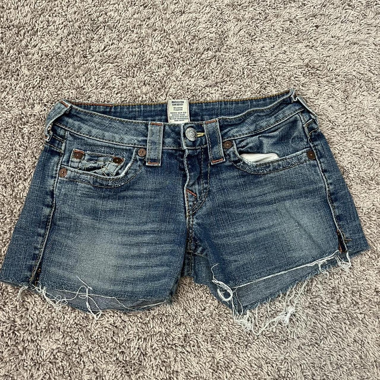 Vintage True Religion Cut Off Low Rise Jean Denim... - Depop