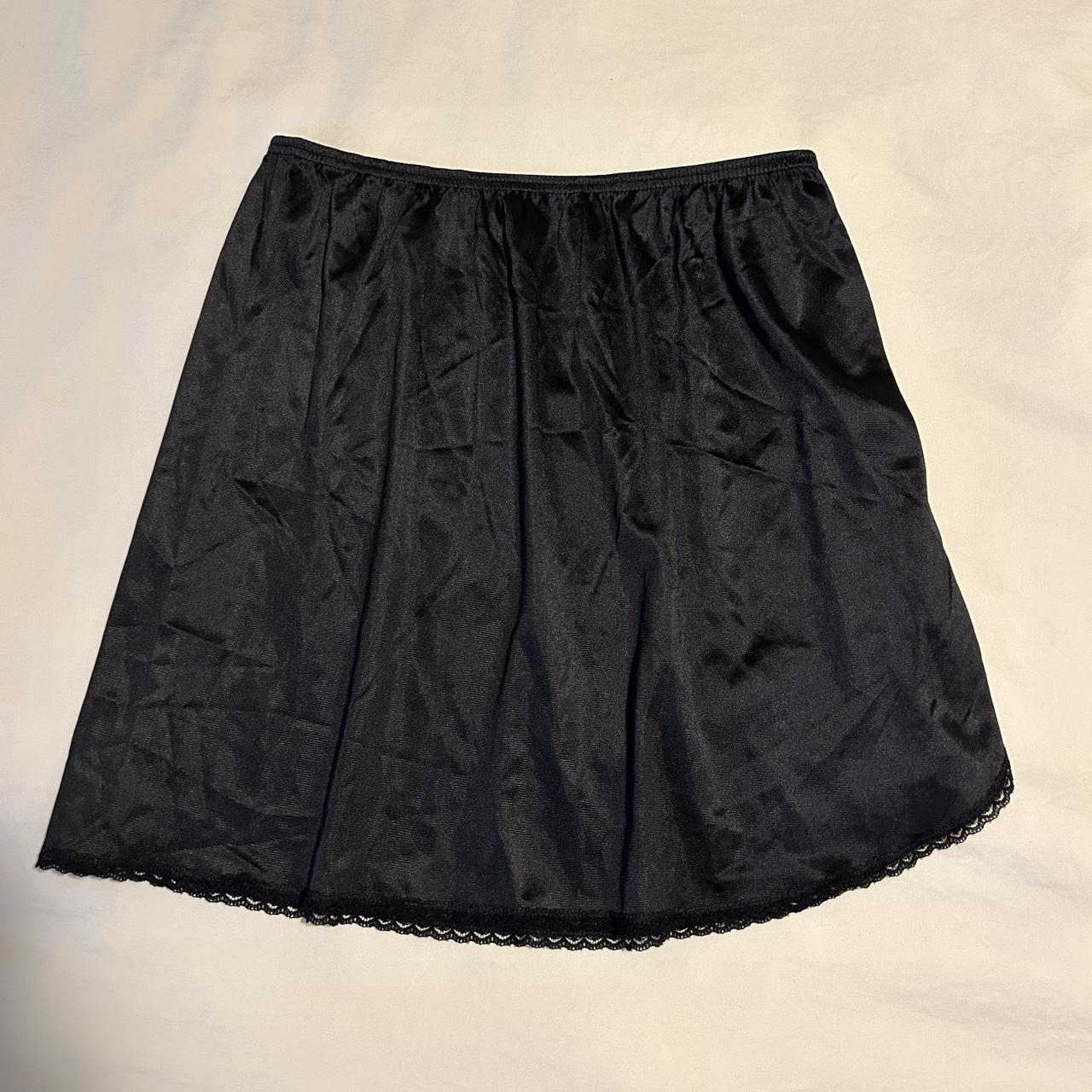 glam y2k vintage mini black slip skirt (please use... - Depop