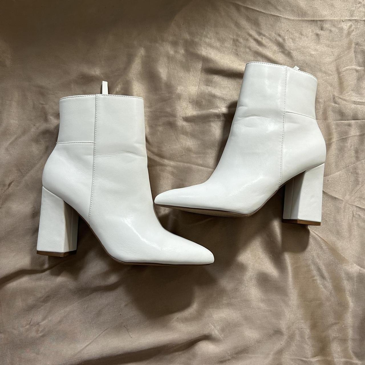 Madden Girl White Ankle Boot side zipper size... Depop