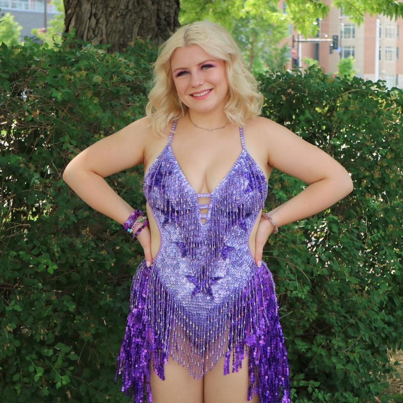 Beautiful Purple Sequinned Kimono/ Tie Up Dress Like... - Depop