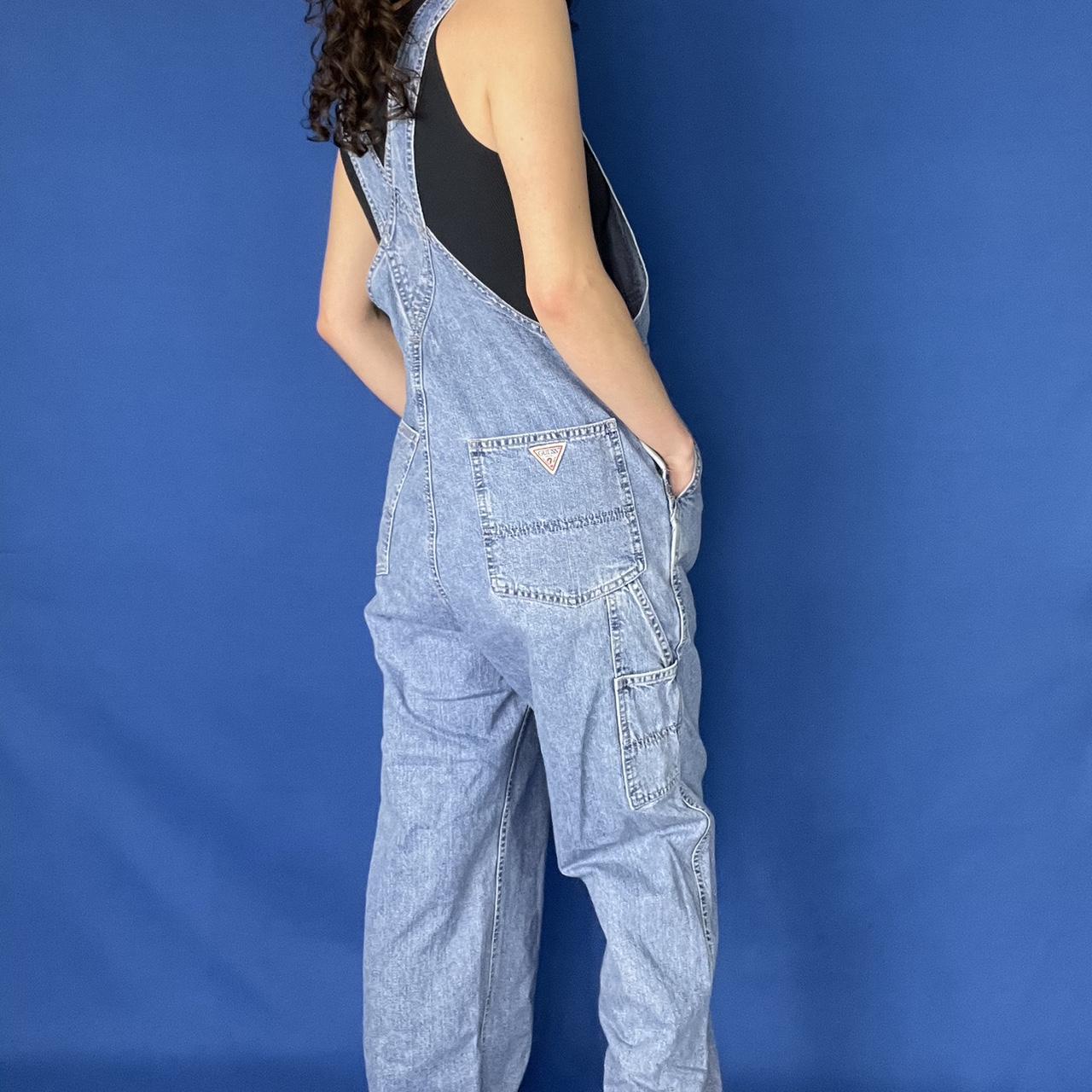 Guess Women's Blue and Navy Dungareesoveralls Depop