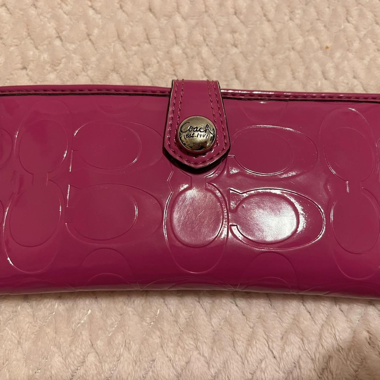 coach large rectangular fuchsia wallet coach