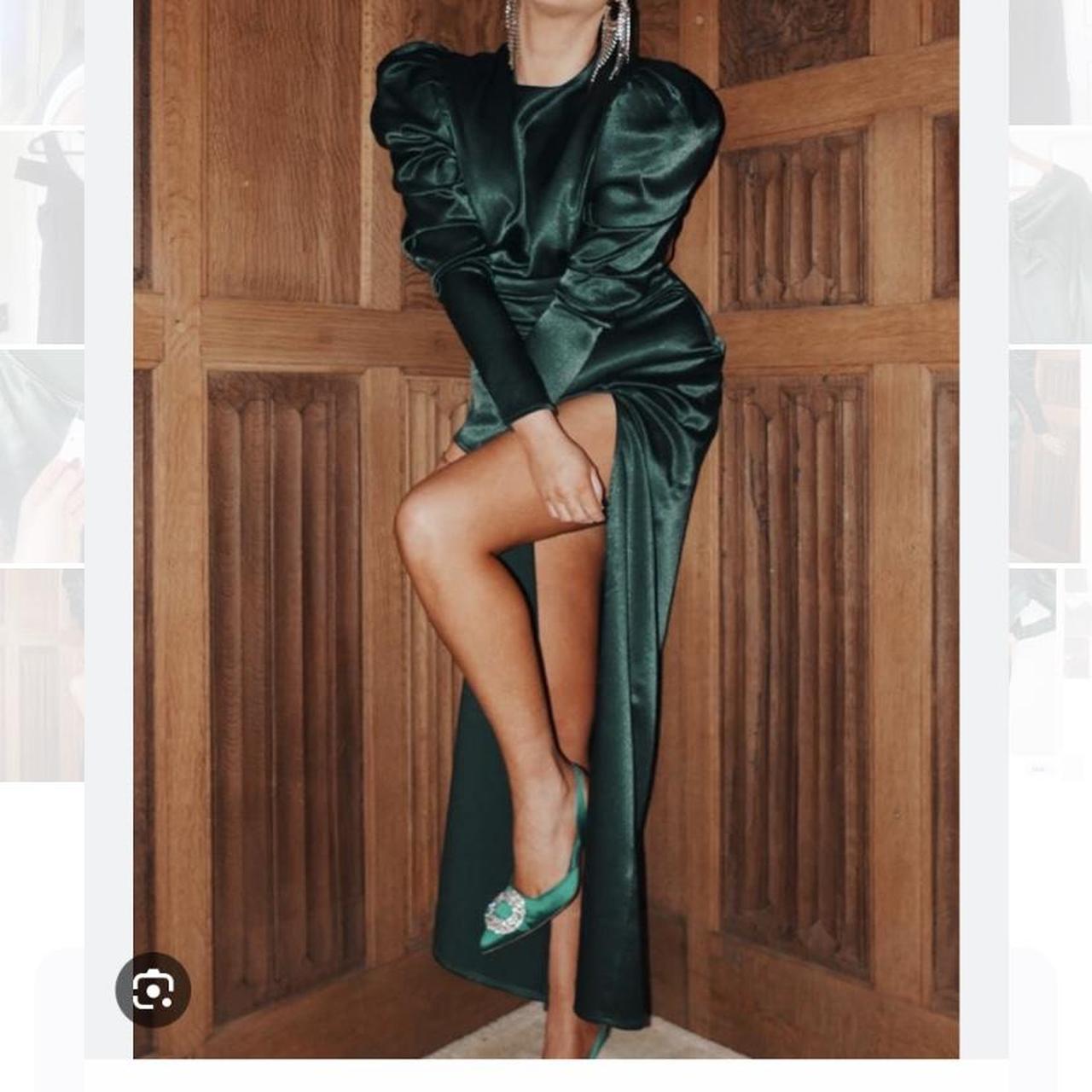 Lorna Luxe In the Style green satin maxi Dress - UK | Depop