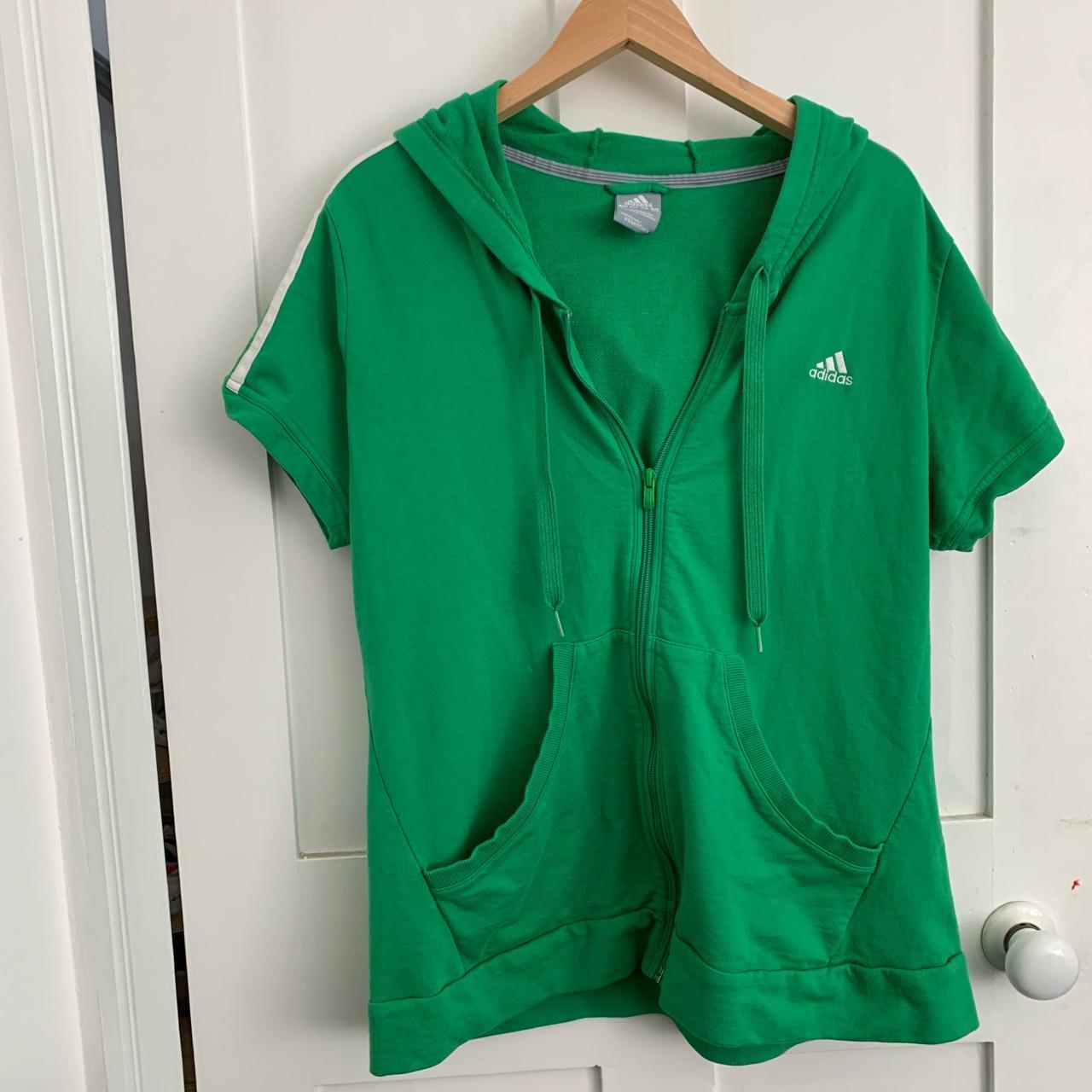 Adidas Women's Green and White Hoodie Depop