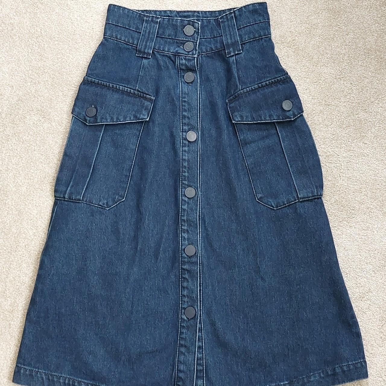 Whistles Denim Button-up Midi Utility Skirt Size Depop