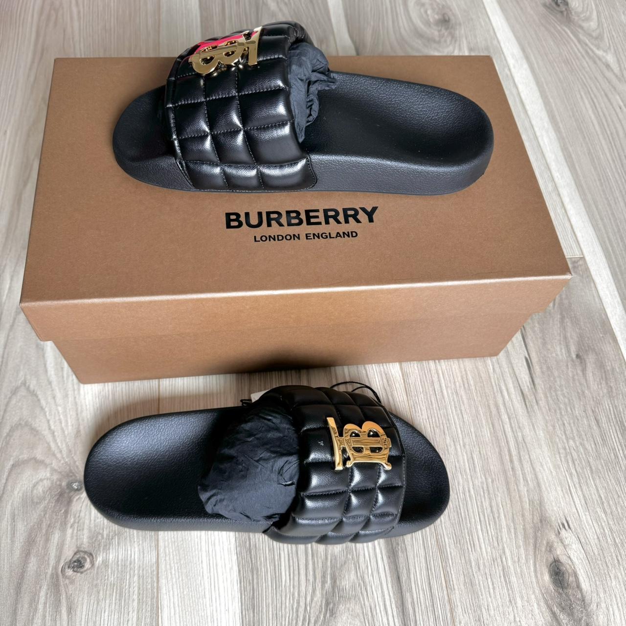 【BURBERRY】TB MONOGRAM SLIDES Burberry - TB Monogram leather slides Burberry