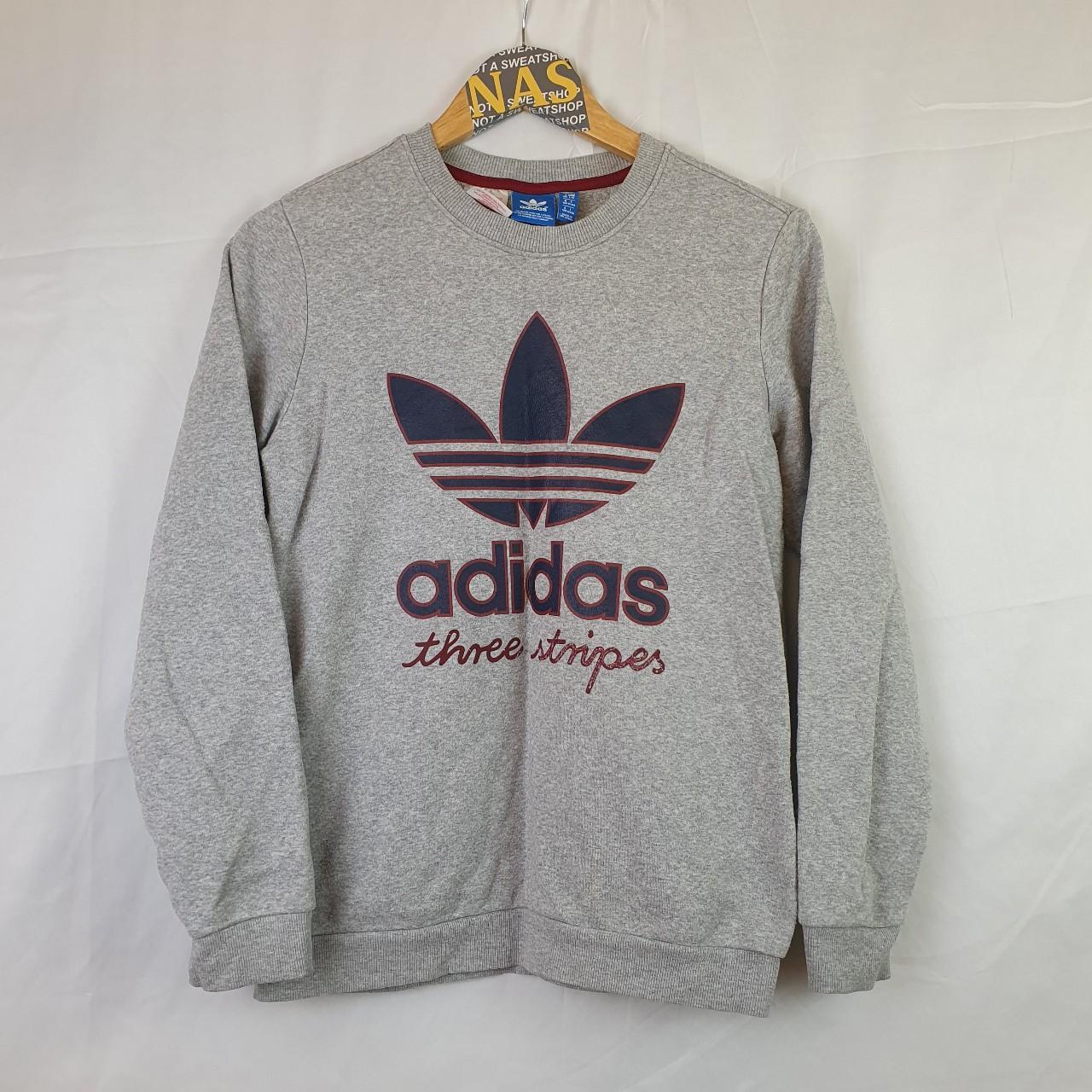 grey adidas originals sweatshirt kids large age... - Depop