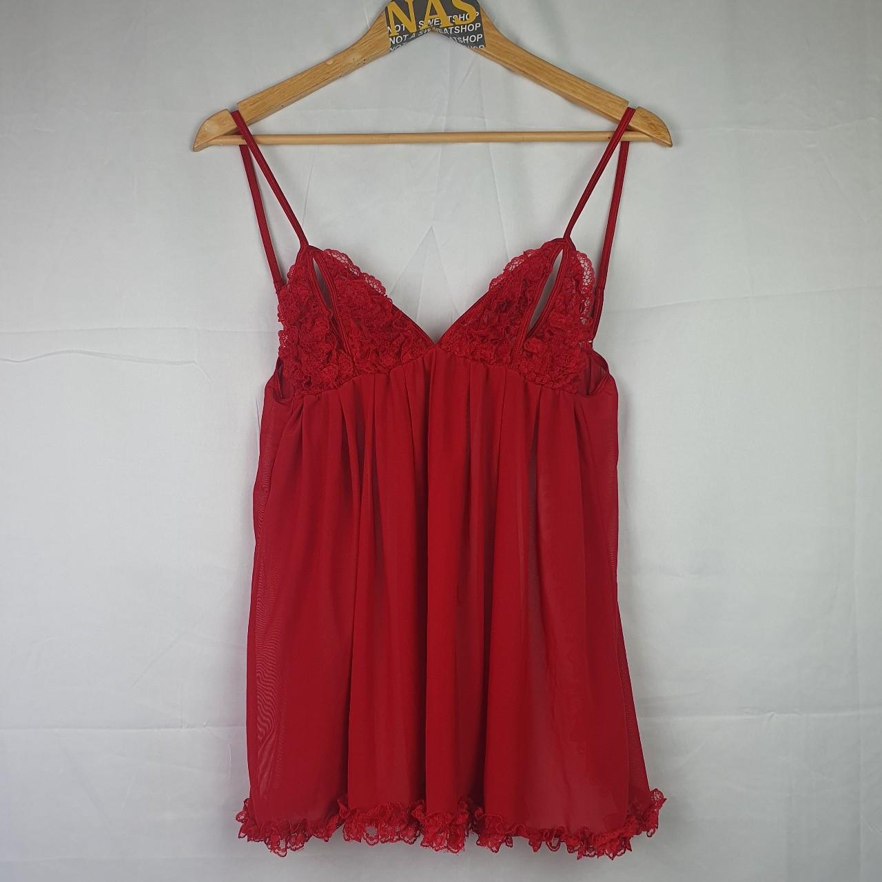 lace sheer red ann summers babydoll size med clasp... - Depop