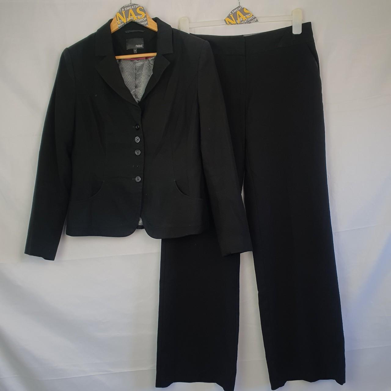 vintage black textured suit size 14 next blazer... - Depop