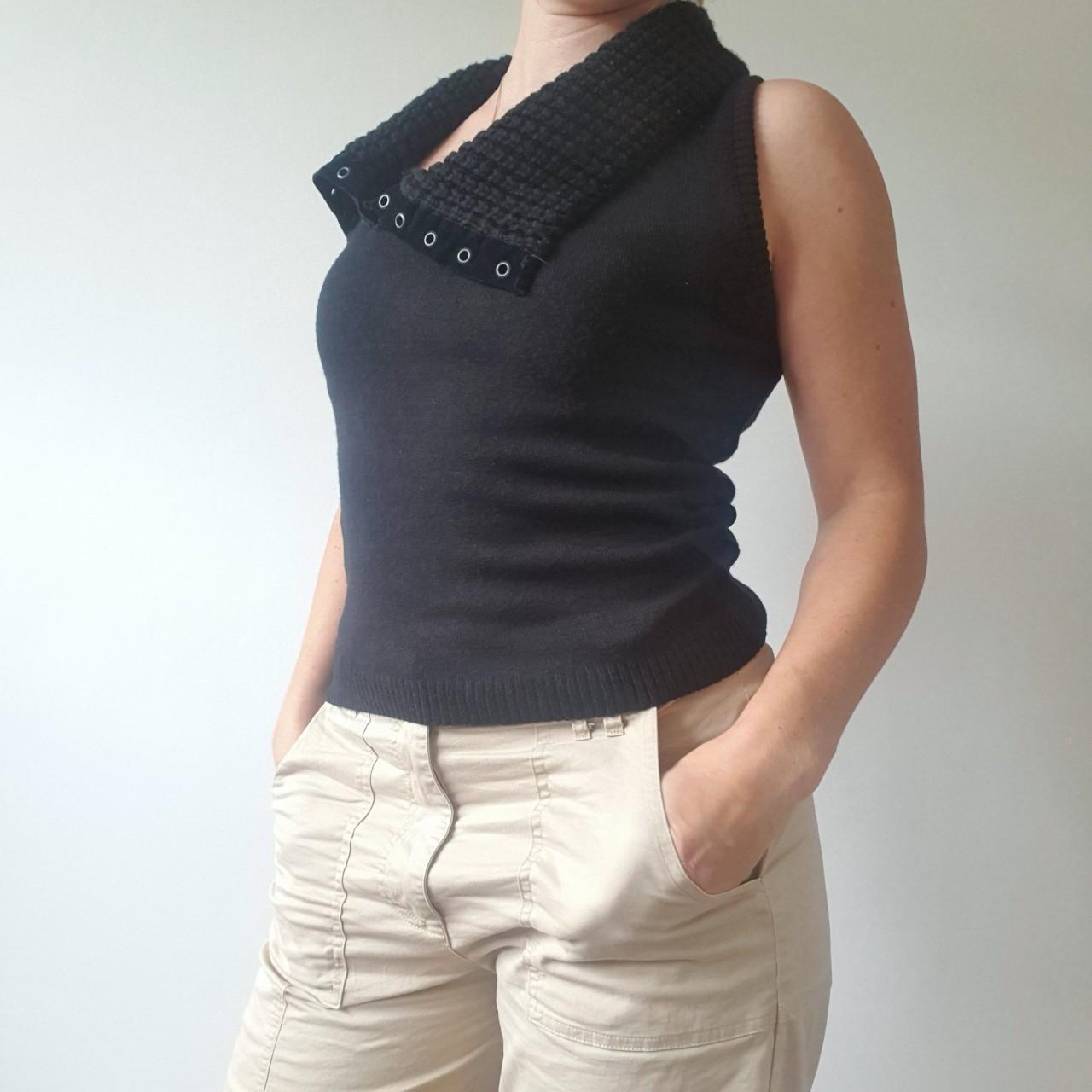 y2k black jane norman tank sweater vest knit roll... Depop