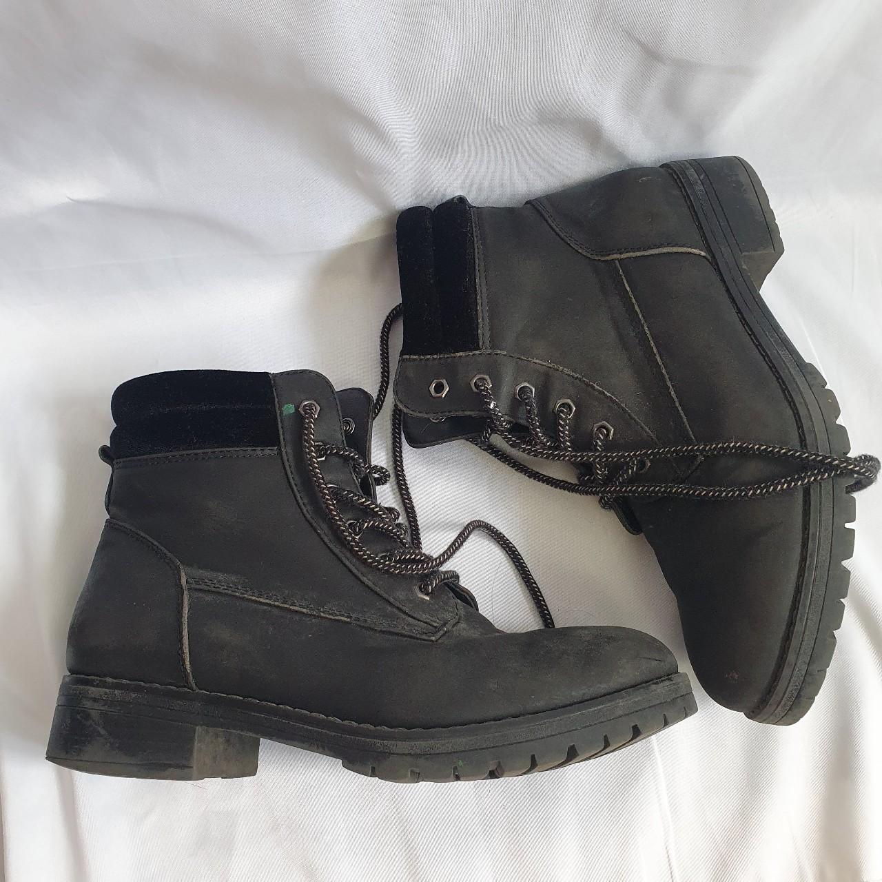 black primark faux leather ankle boots size 38 fit... Depop
