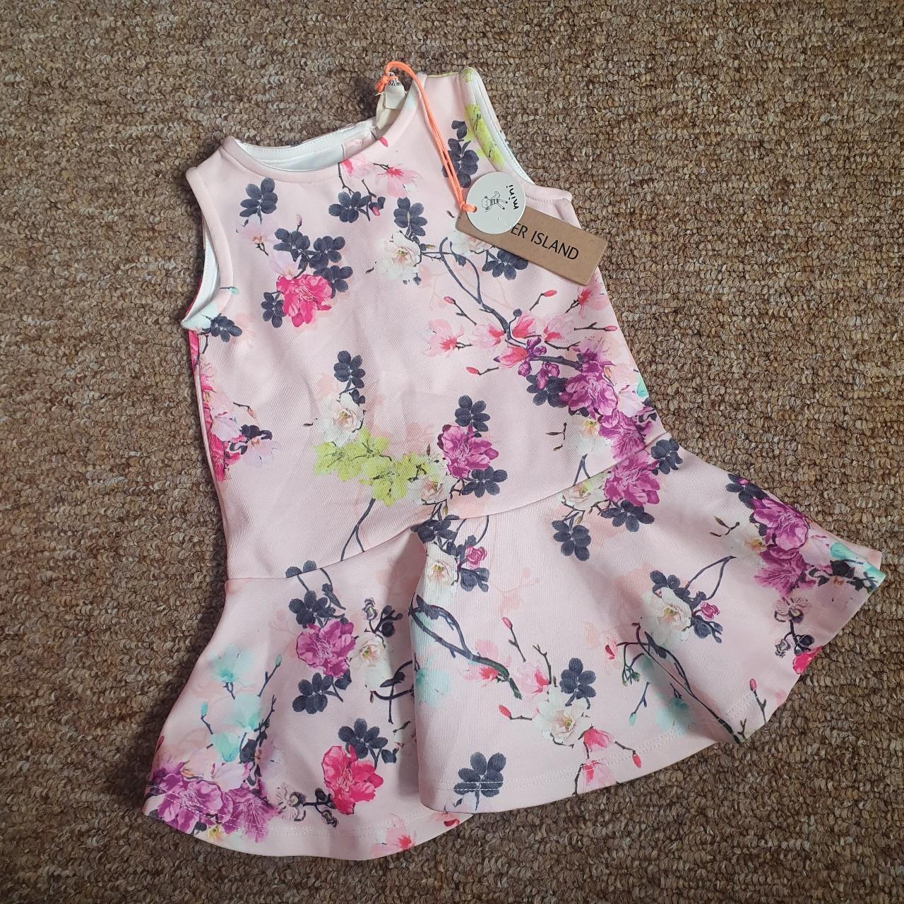 Baby girl pink floral river island dress Size... Depop