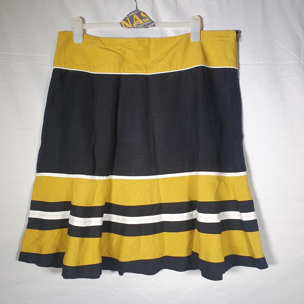 mustard and black linen aline skirt debenhams size... Depop