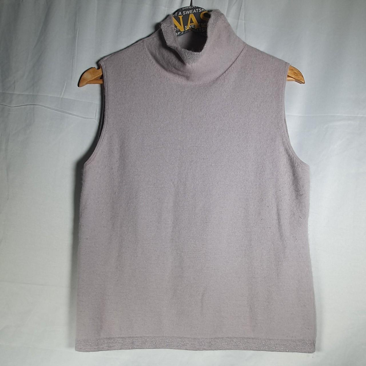 grey angora wool sweater vest mock neck jaeger size... - Depop