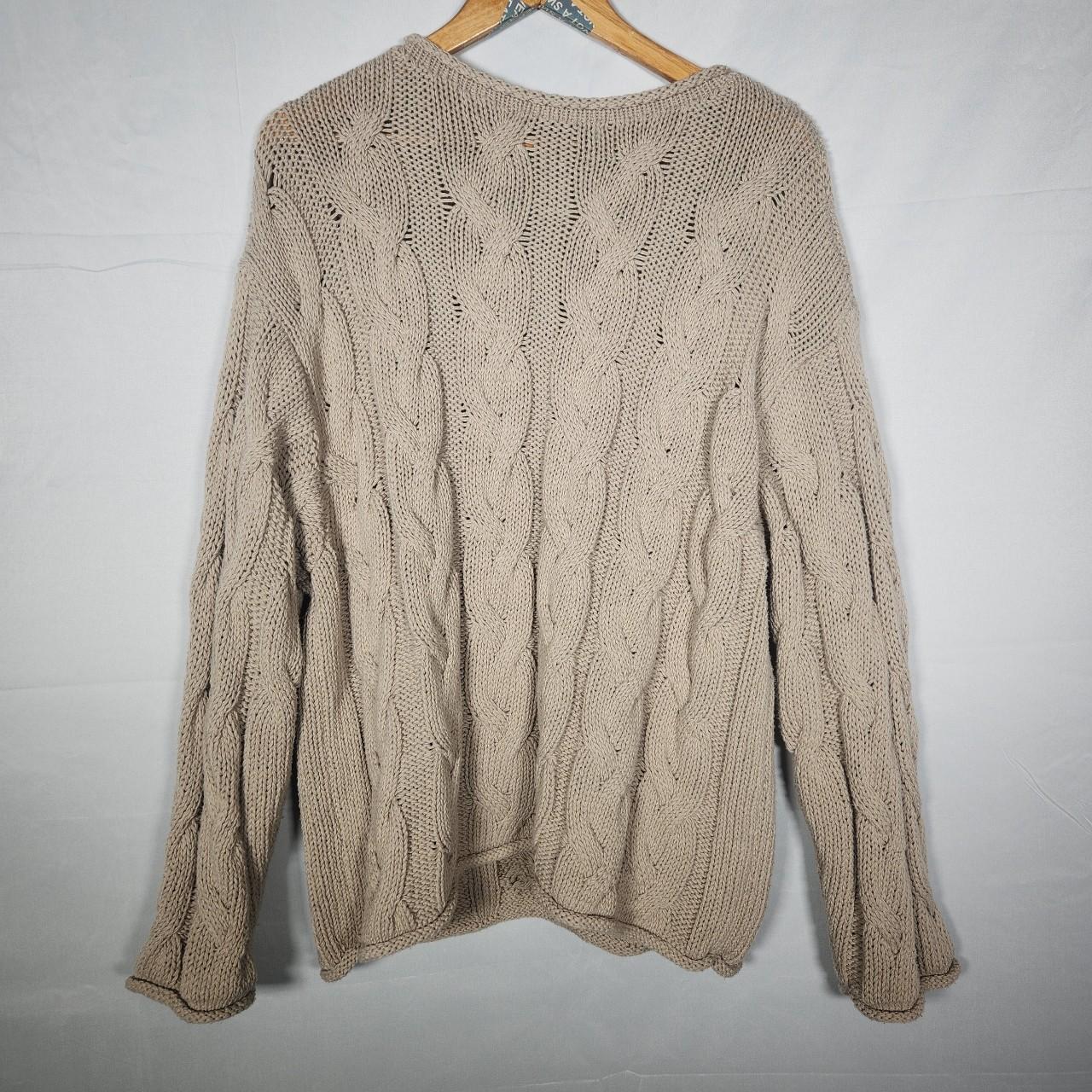 zara beige over-sized knit jumper size... - Depop