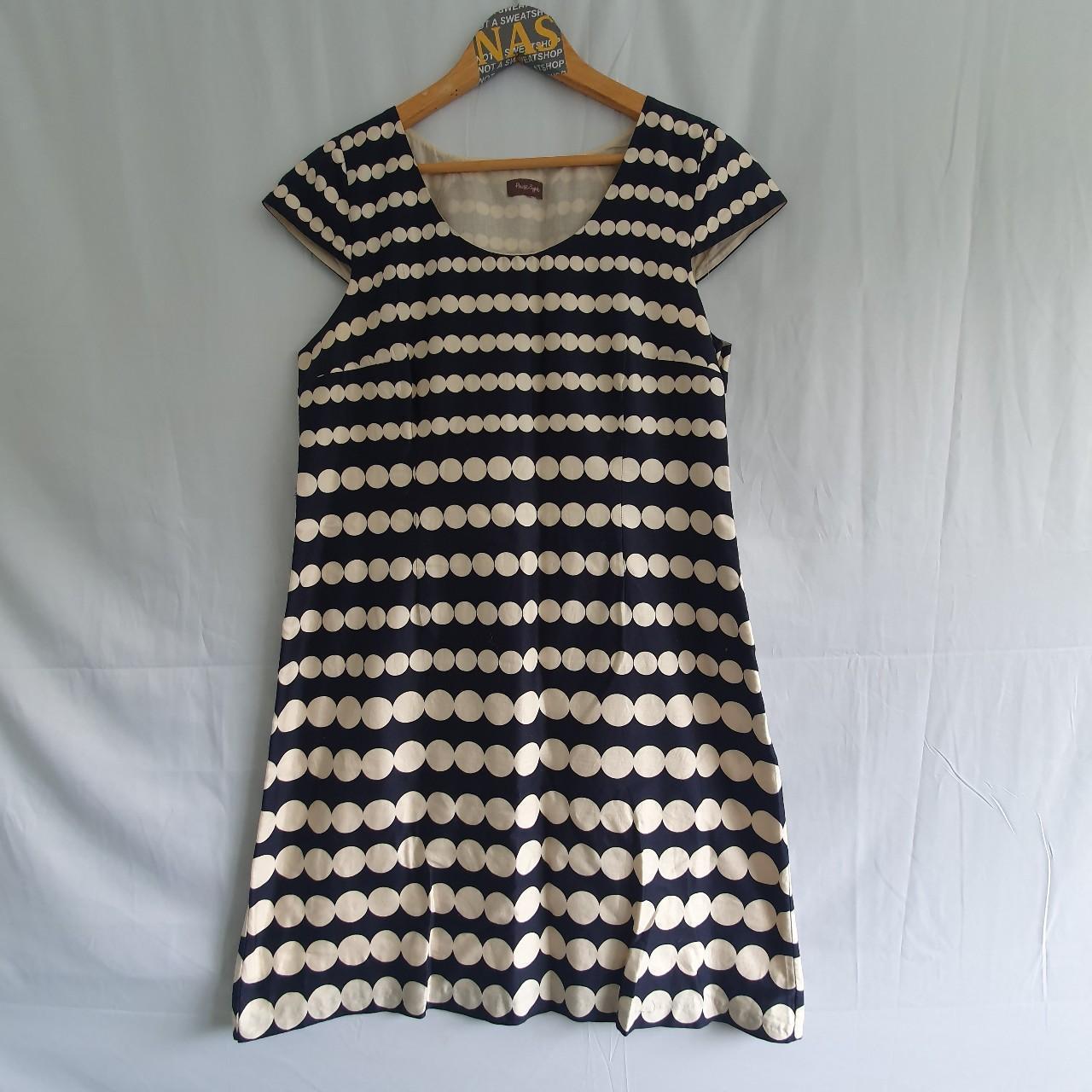 navy cream polka dot sheath dress phase eight size. Depop