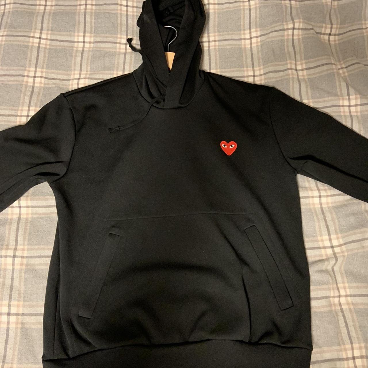 Black comme de garçon hoodie- used Doesn’t fit me... - Depop