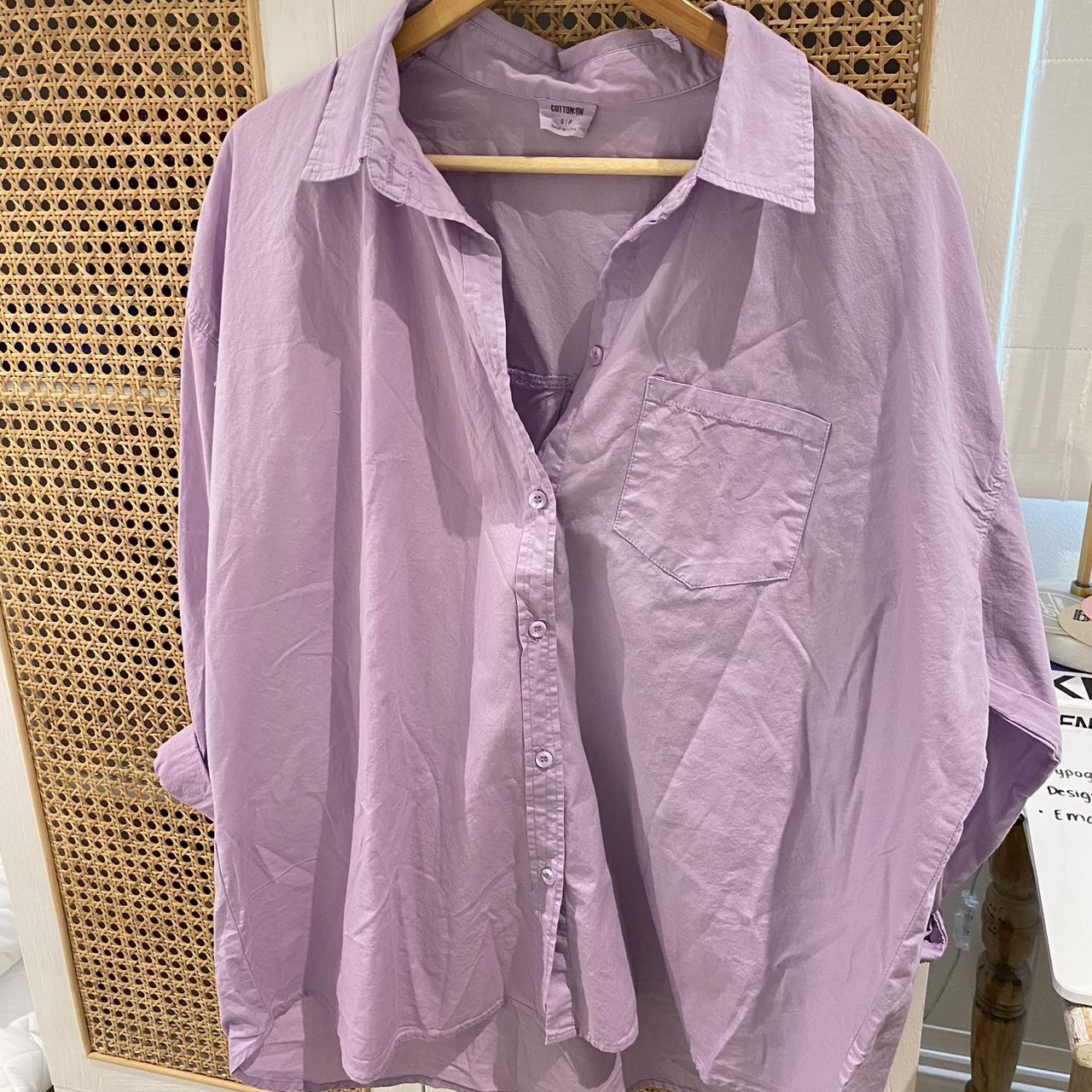 COTTON ON Oversized purple beach shirt Size small... - Depop