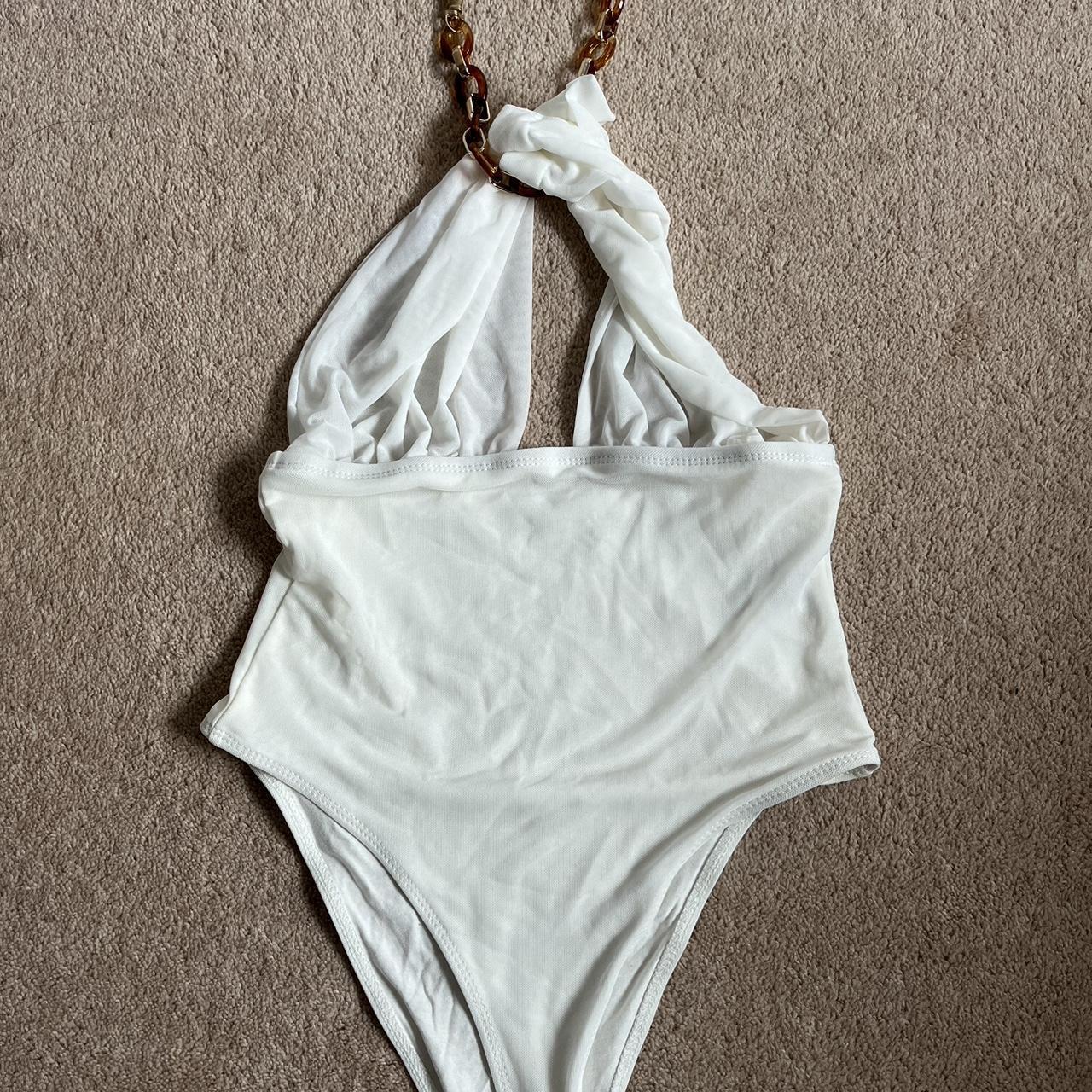 SHEIN sheer white mesh bodysuit. Material is quite... - Depop