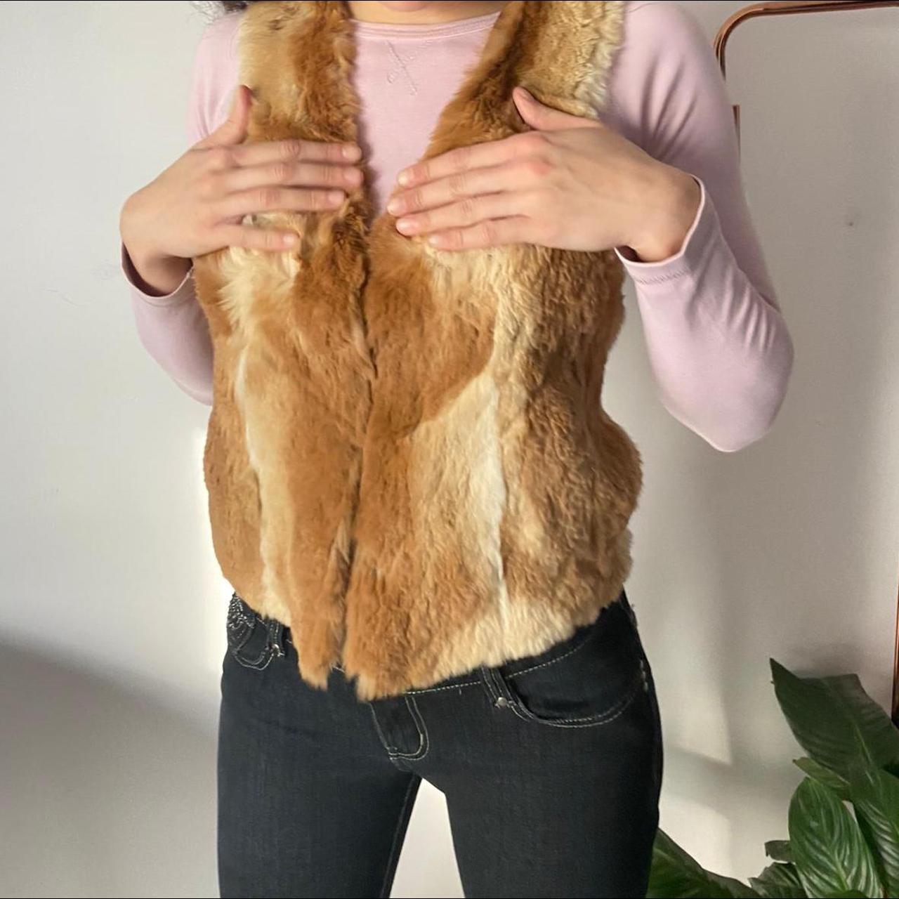 CREAM FUR VEST JACKET This sleeveless... Depop