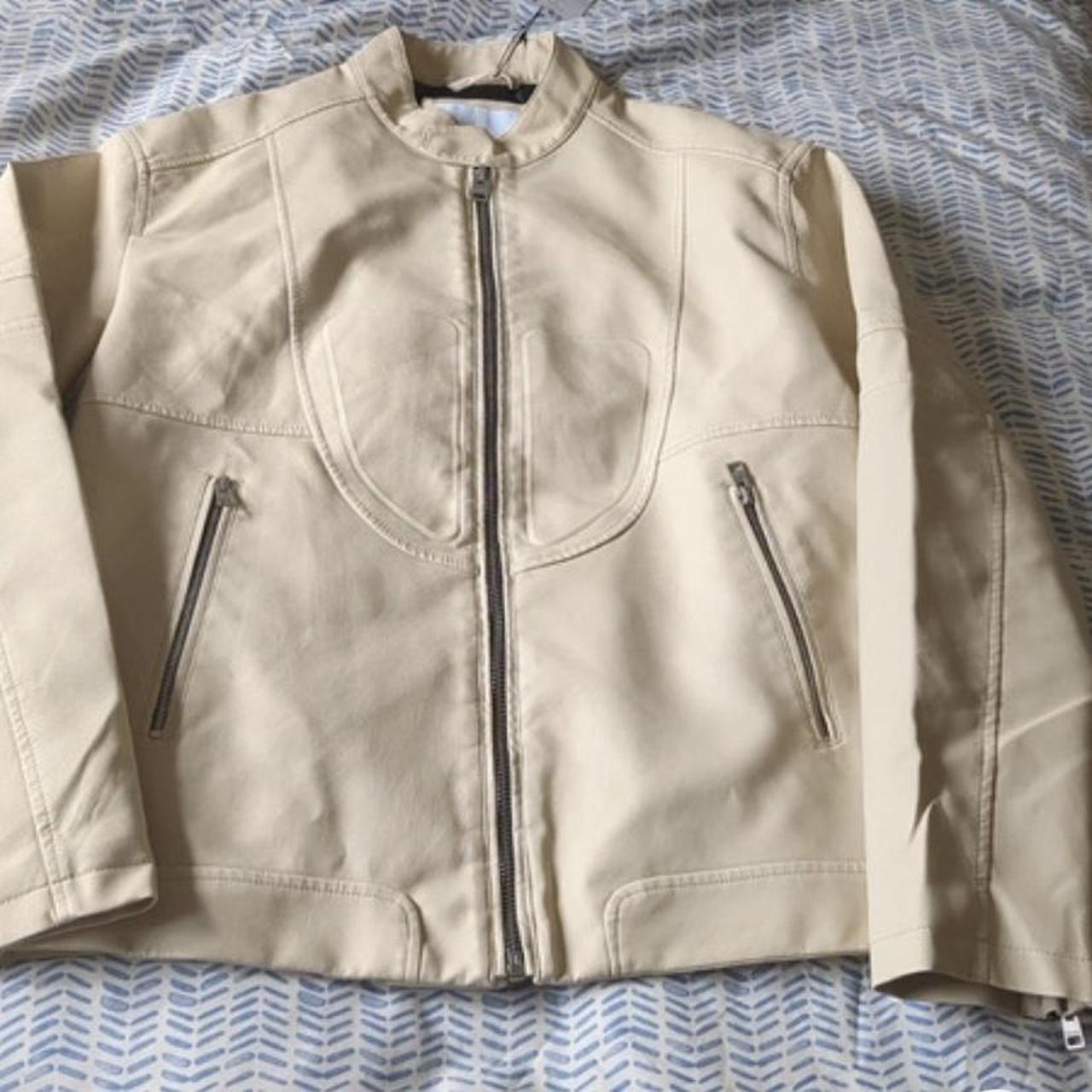 CREAM OVERSIZED LEATHER MOTO JACKET, Men’s