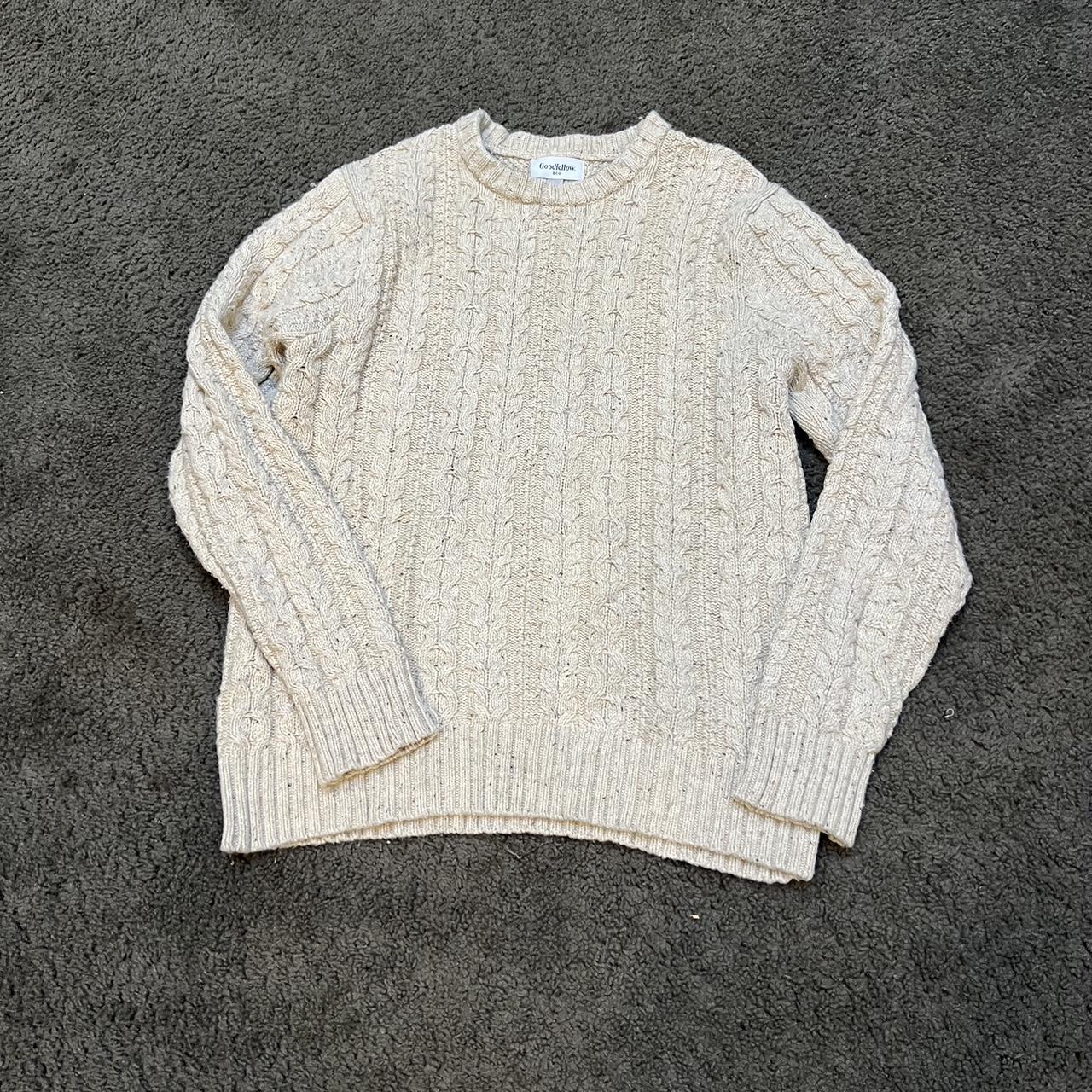 Men's Cable Knit Pullover Sweater - Goodfellow & Co Cream S