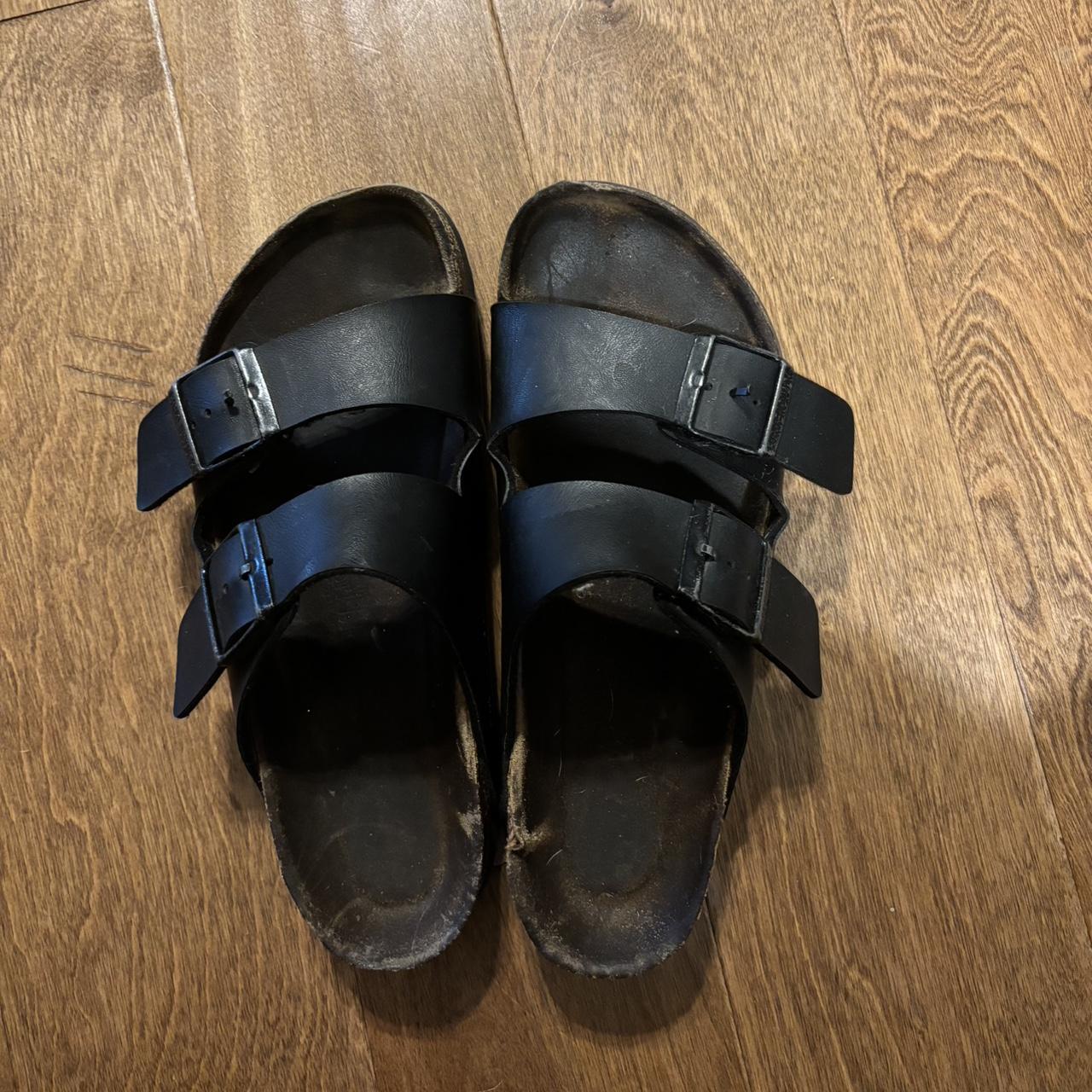 black birks! they are very loved as you can see... - Depop