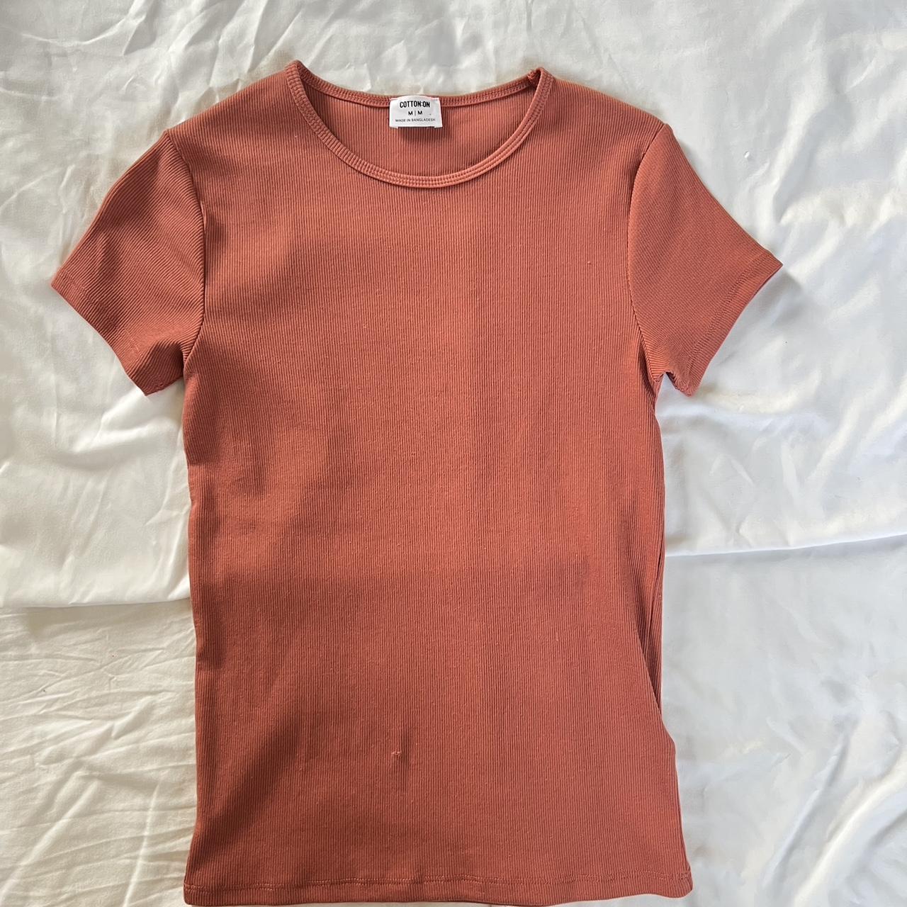 Cotton On Women's Orange and Cream T-shirt (4)