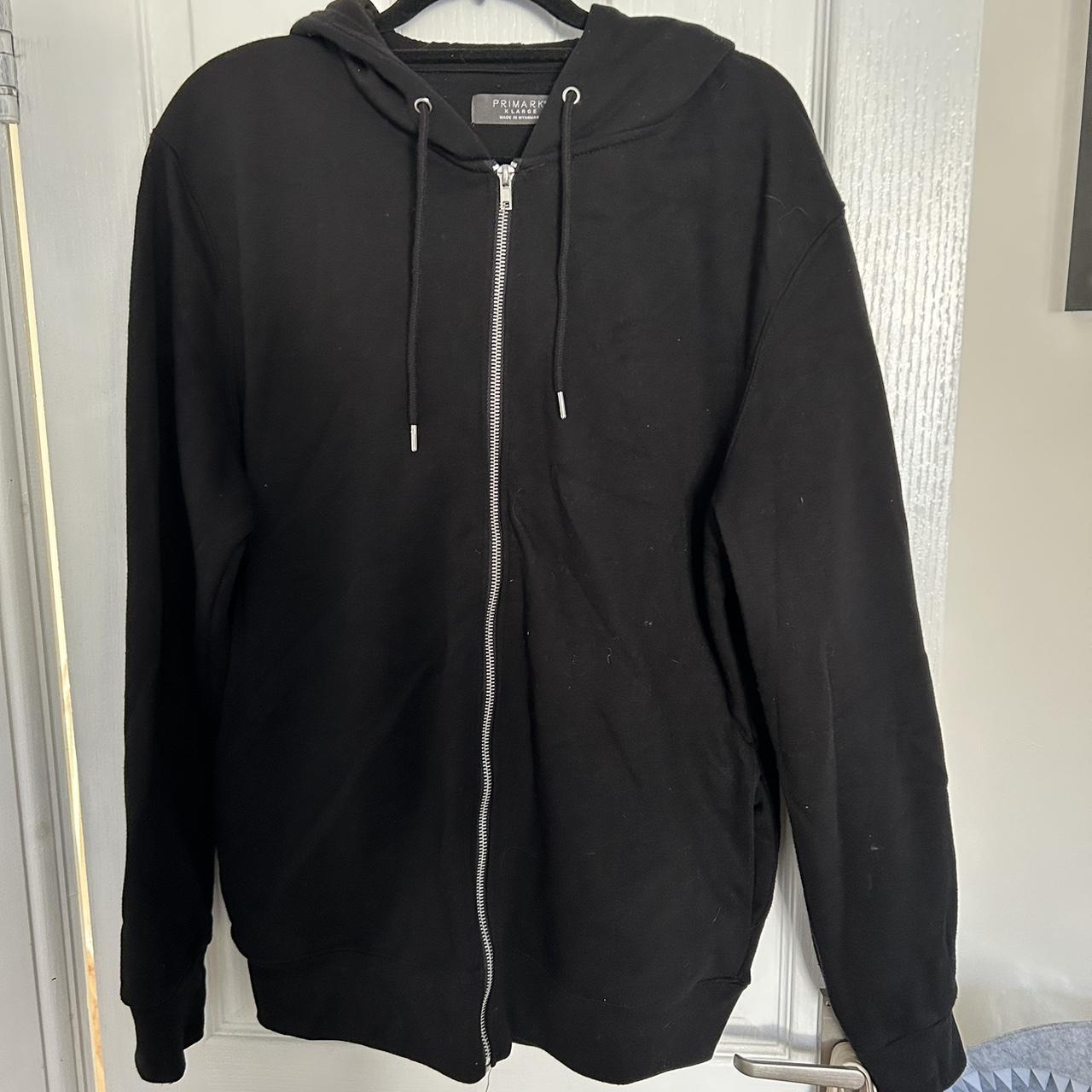 Plain black zipped hoodie - Primark - X-large - Open... - Depop