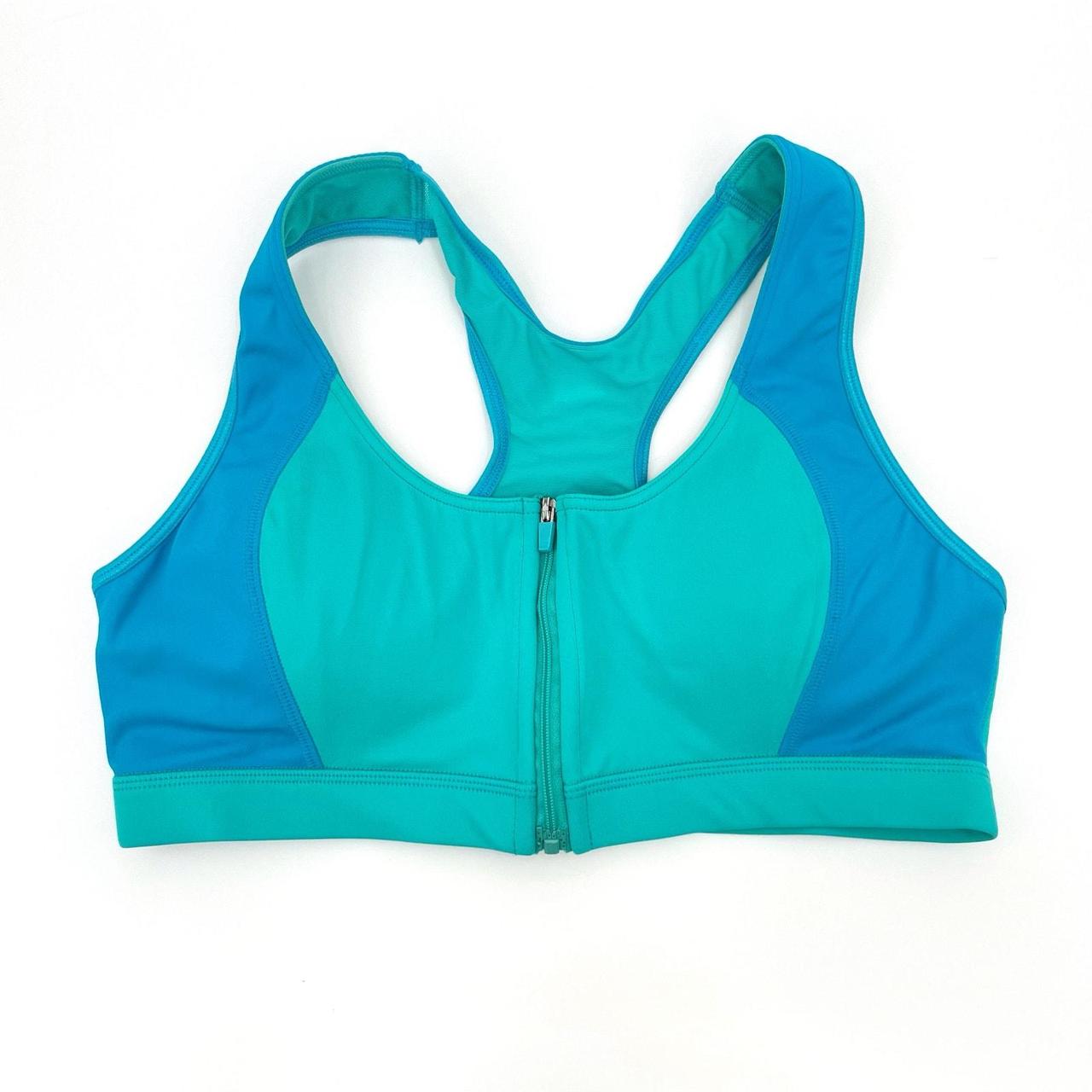 Green And White Zip Bra Top Marika Zip Front Sports Bra Padded