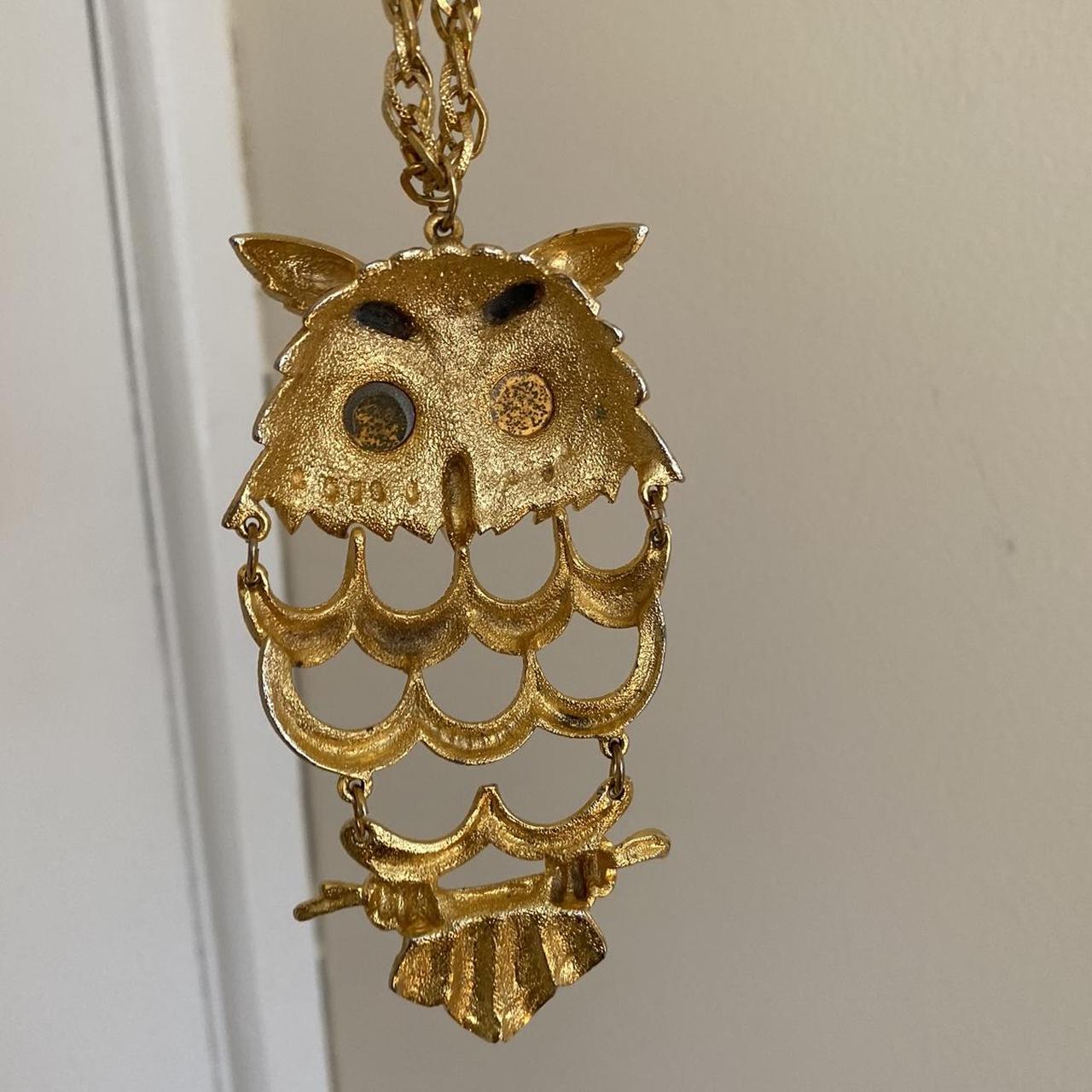 . 70s vintage gold owl necklace Good... - Depop