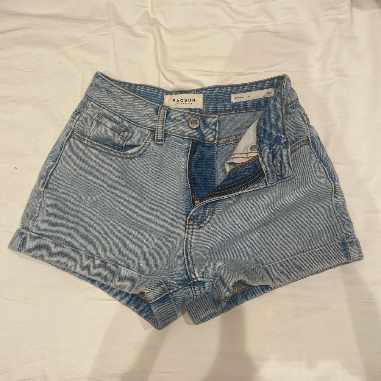 light wash pacsun mom jean shorts waist size 22... - Depop