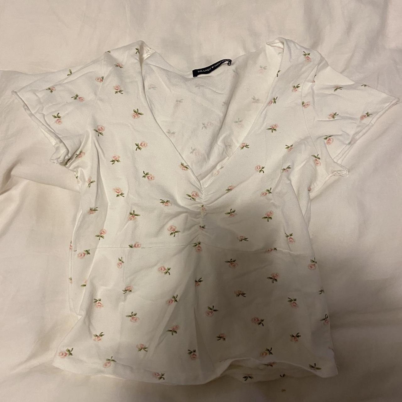 Brandy Melville Floral Gina Top In White Bought But Depop