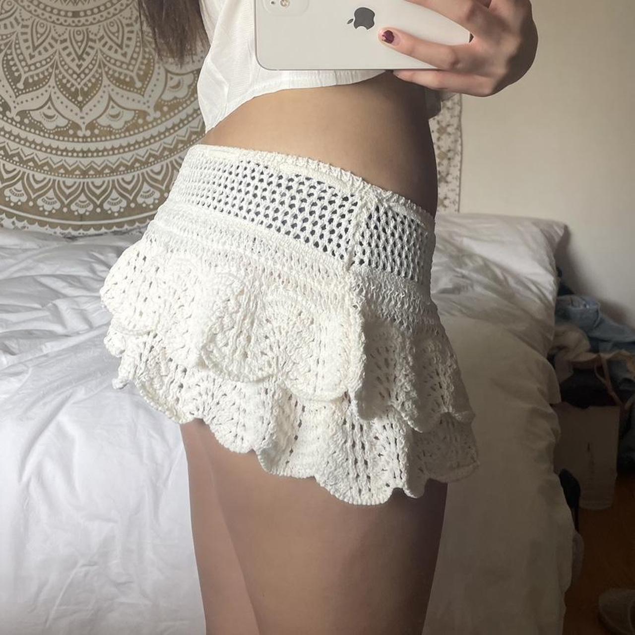 Women's Skirt - White/Cream - S – Cream crochet m… - image 2