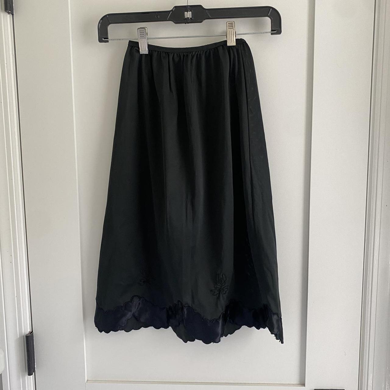 Vintage black midi slip skirt. Perfect vintage... - Depop