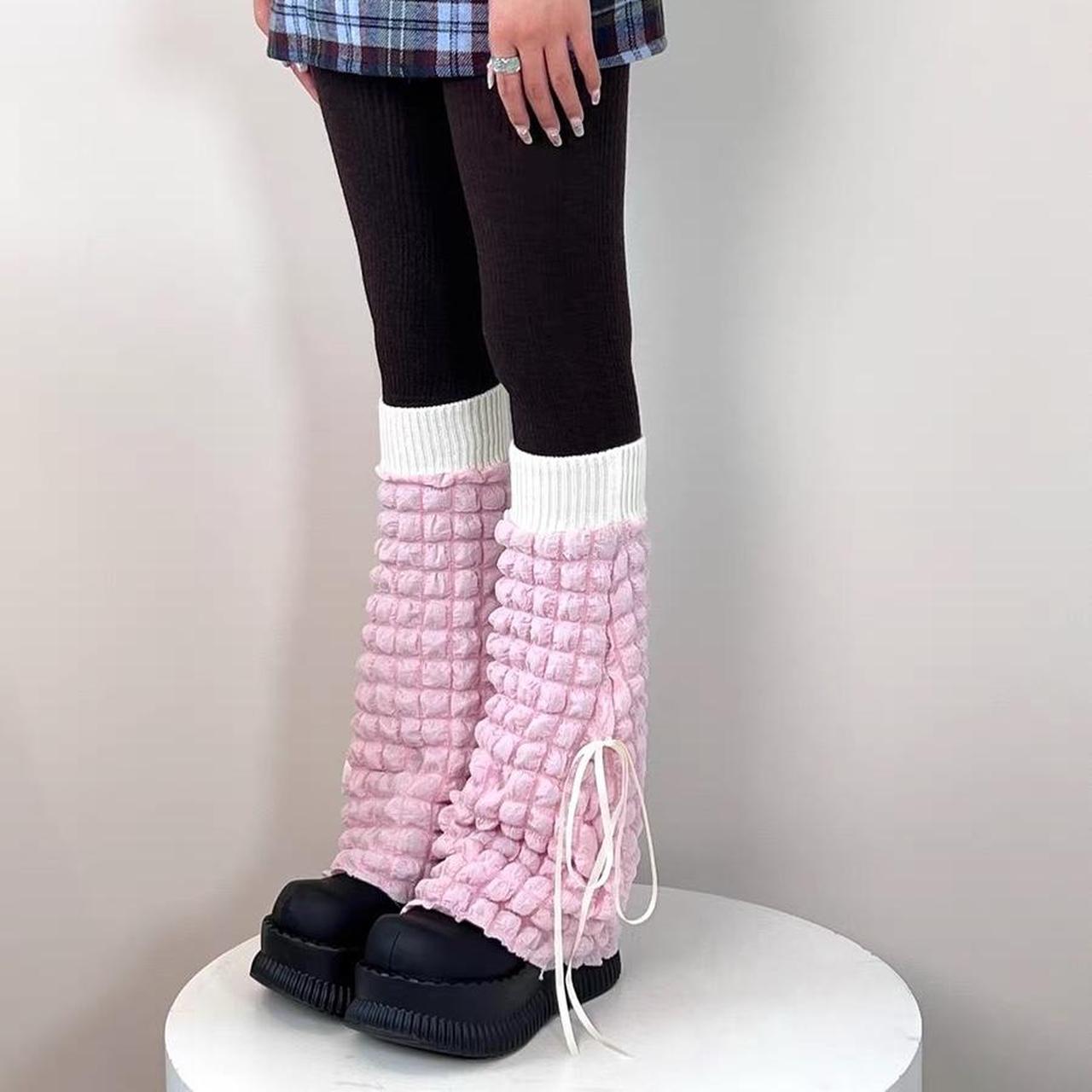 Poppy Puff💖 Cream Puff Strap Flare Leg Warmers ⭐️... Depop