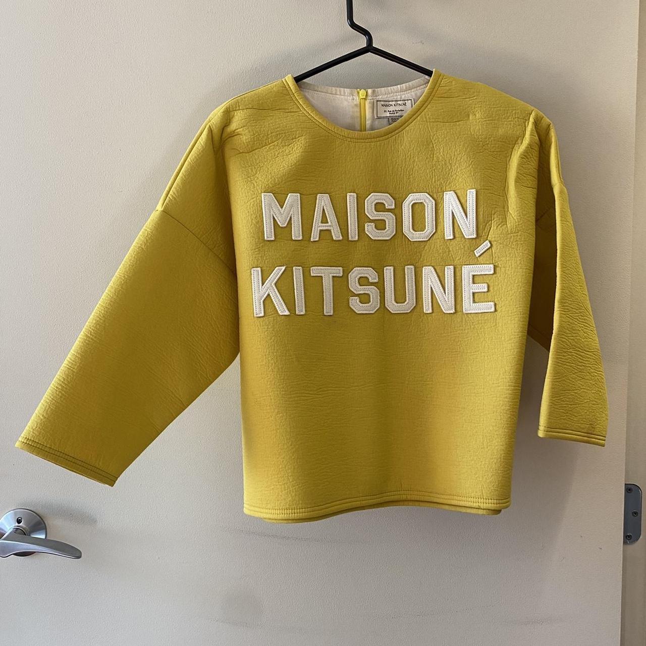 Maison Kitsuné Women's Yellow and White Top