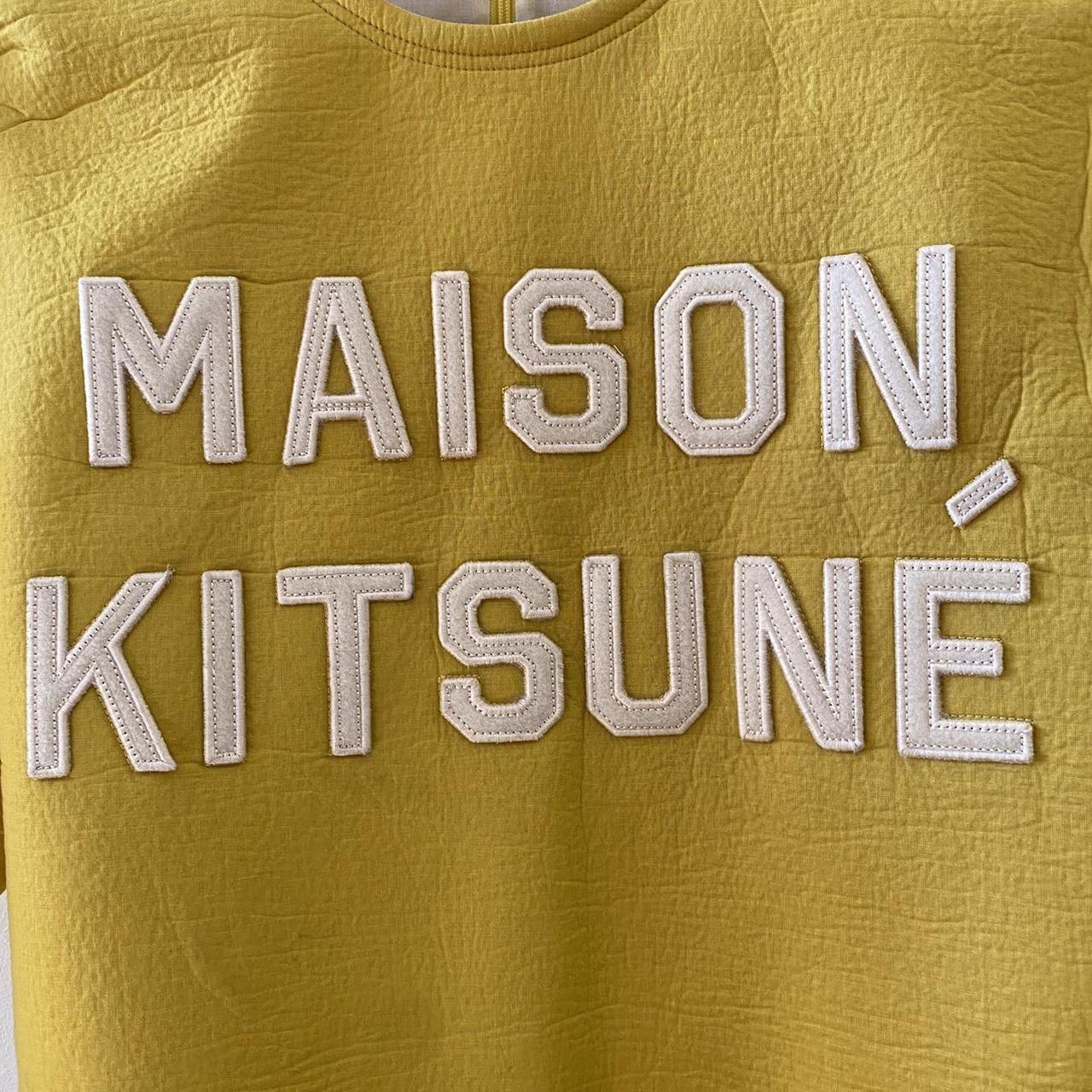 Maison Kitsuné Women's Yellow and White Top (2)
