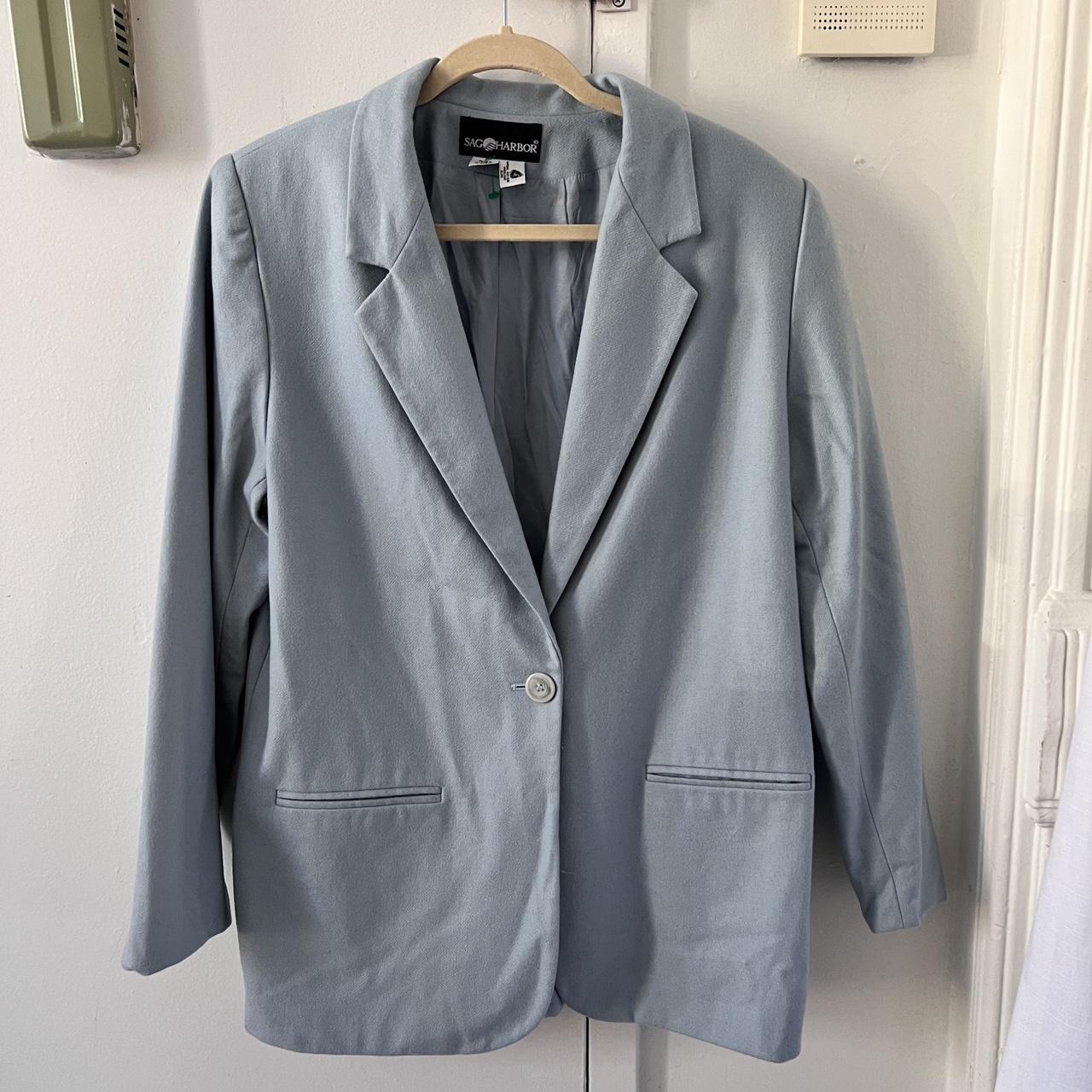 Vintage Sag Harbor Wool Blazer Light Blue Very Depop