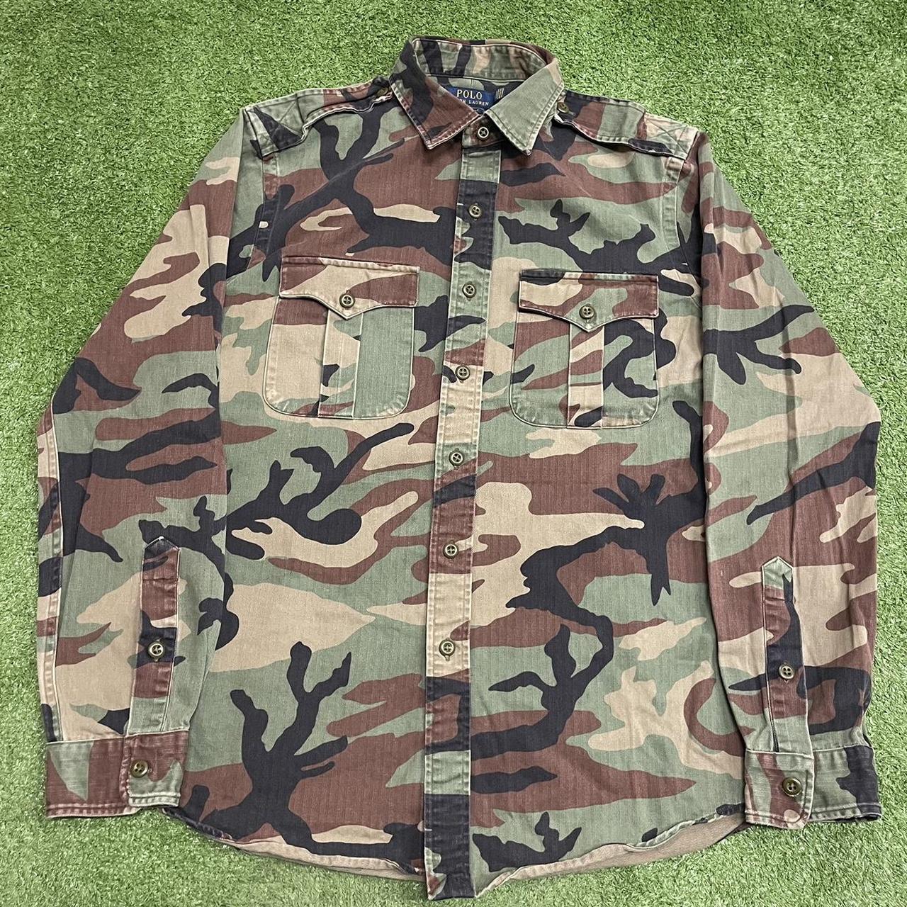 Vintage Polo Ralph Lauren Military Camo Button Up... - Depop